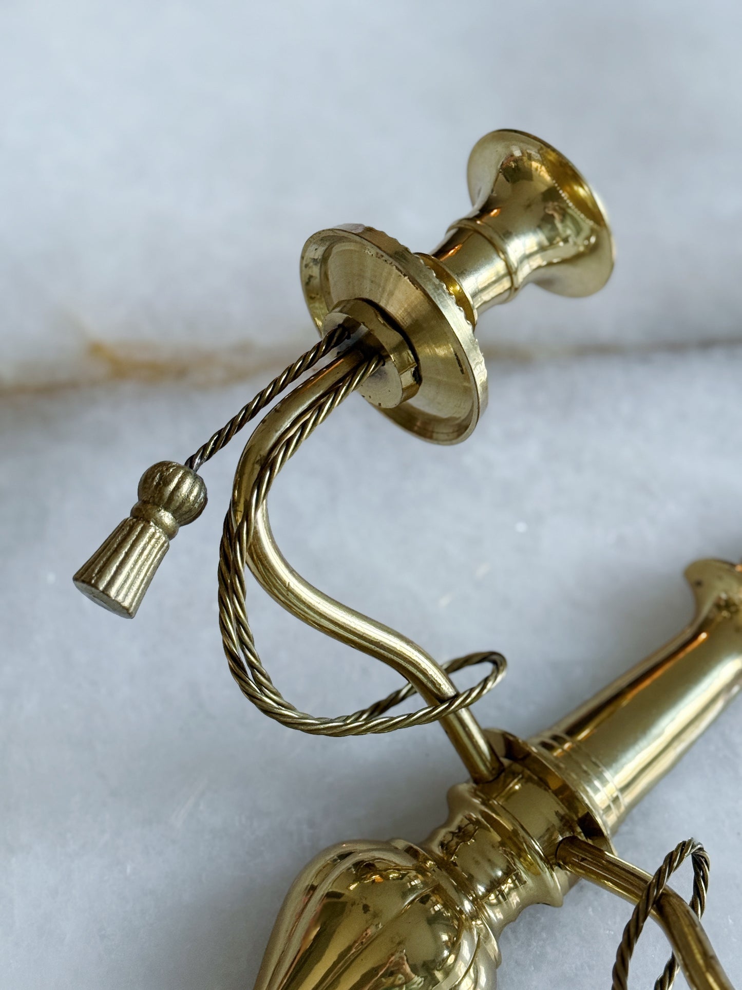 Vintage Brass Tassel Candle Sconces 
