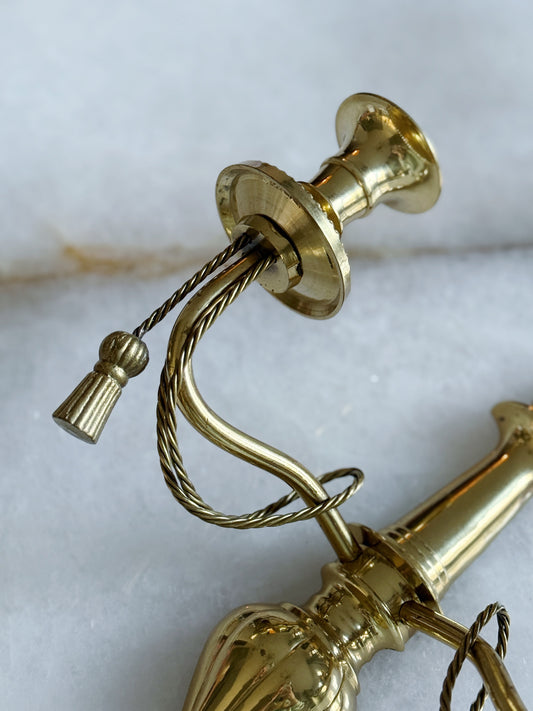 Vintage Brass Tassel Candle Sconces 