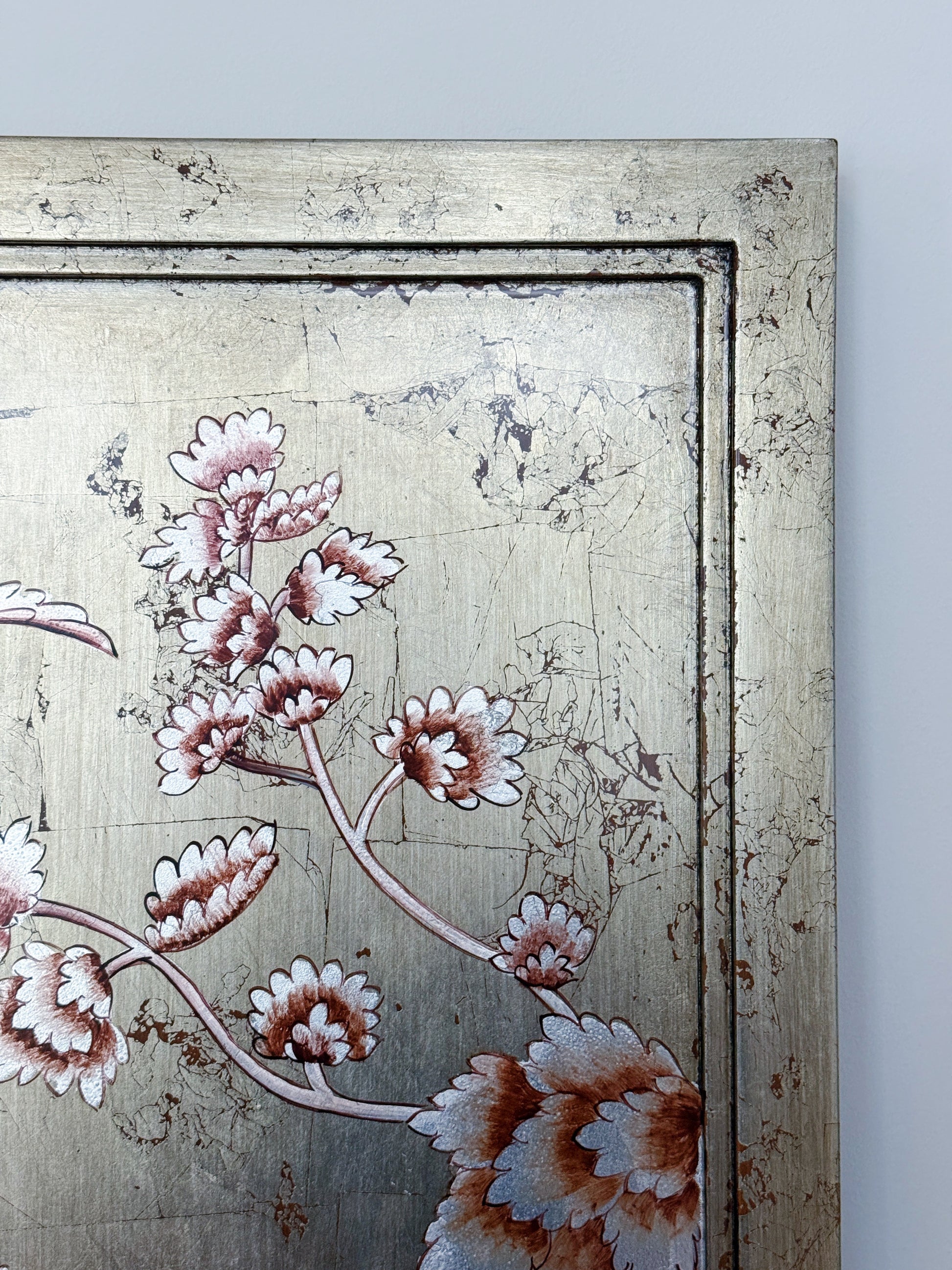 Large Scale Hand-Painted Metallic Chinoiserie Wall Panel