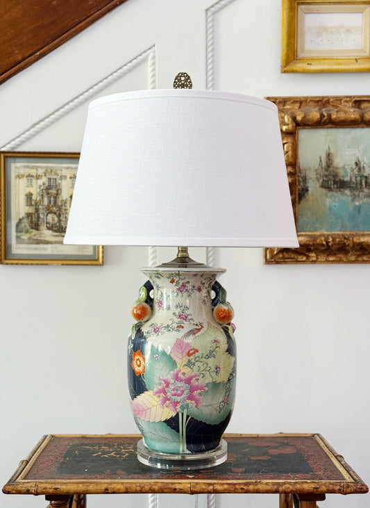 Large Tobacco Leaf Hand Painted Lamp