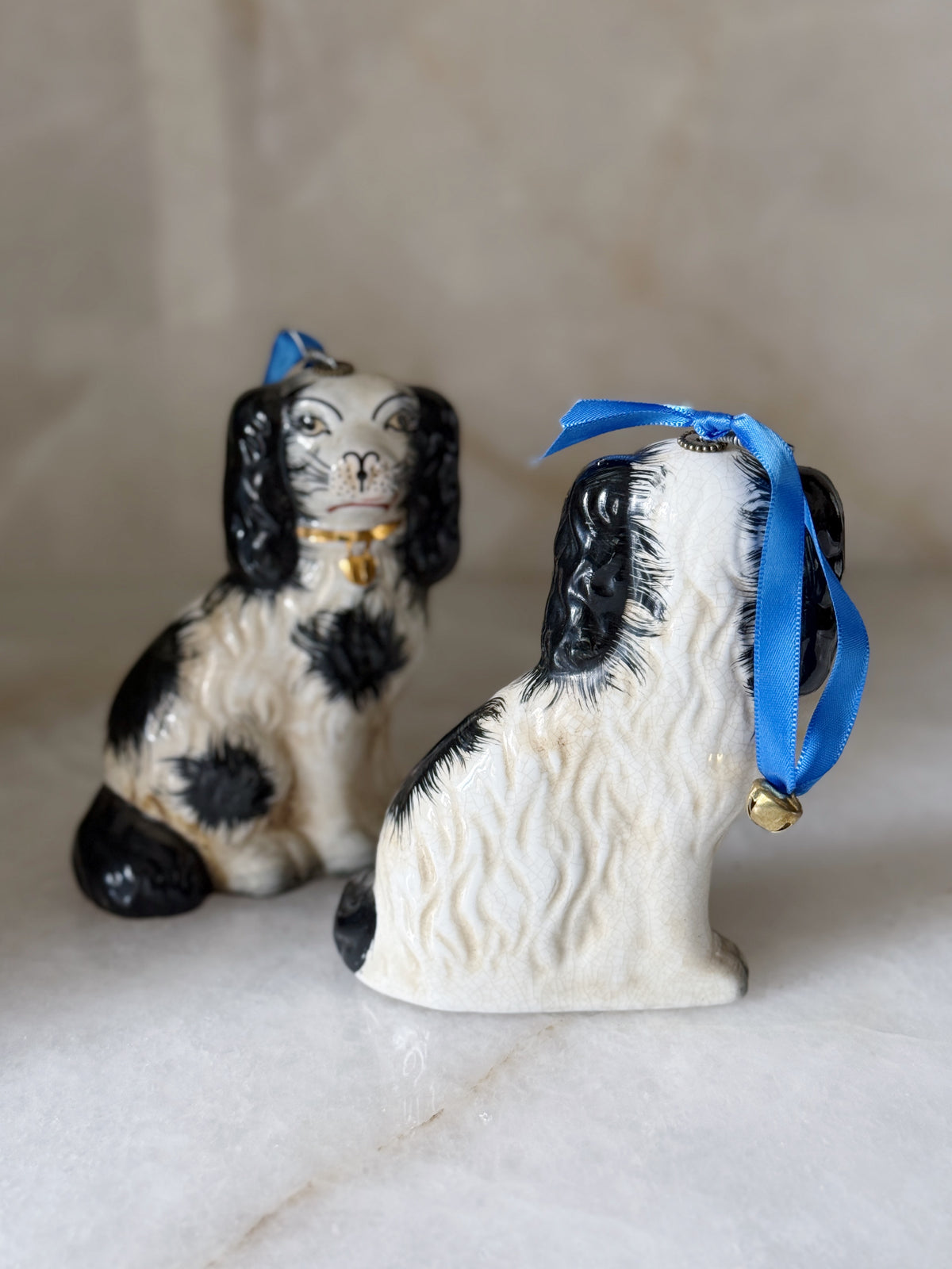 Black & White Staffordshire Dog Christmas Ornaments – Set of Two