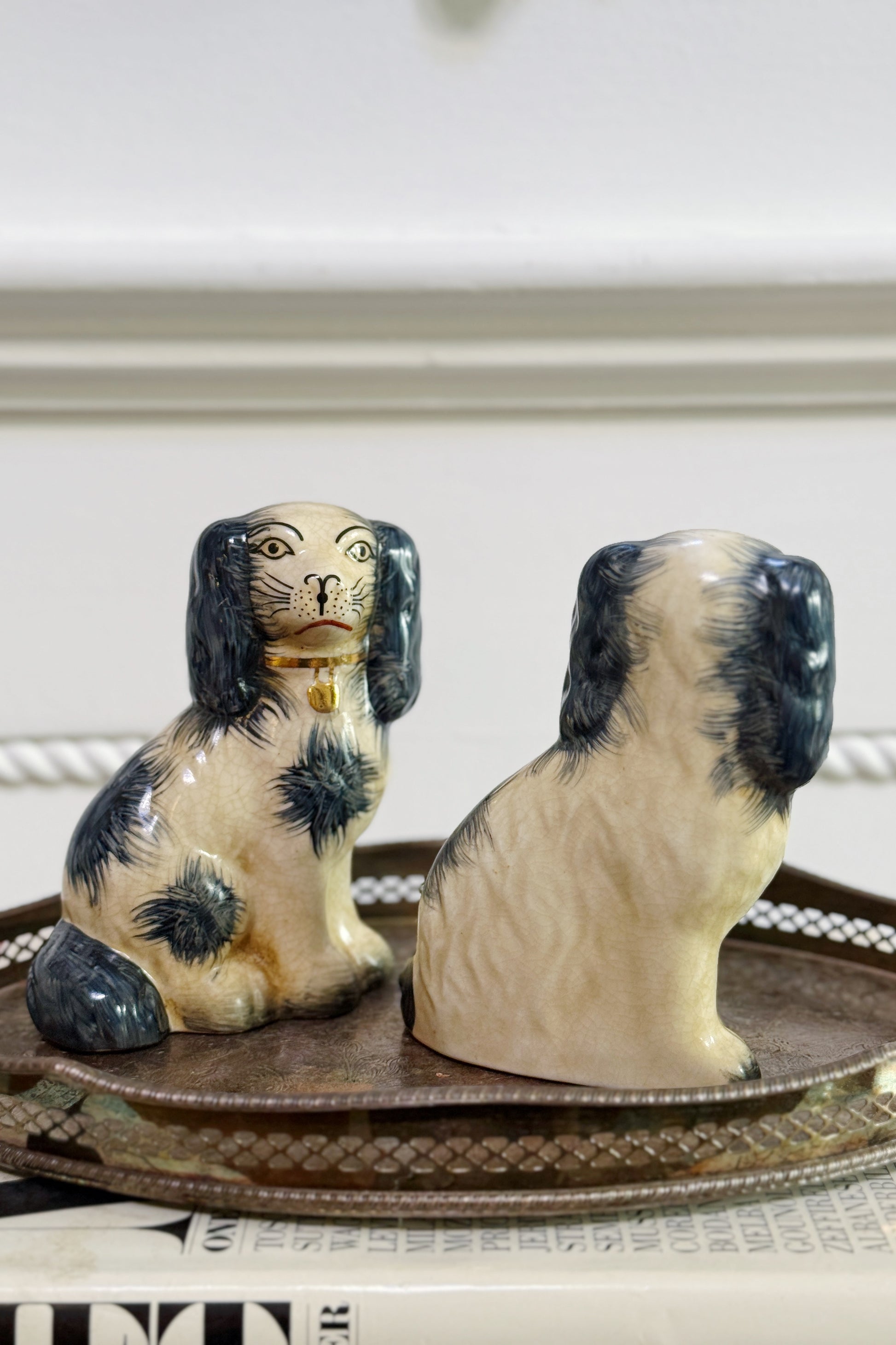 Set of Charcoal Gray Staffordshire Dogs