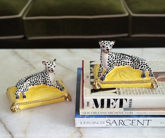 Pair of Porcelain Leopard Figurines