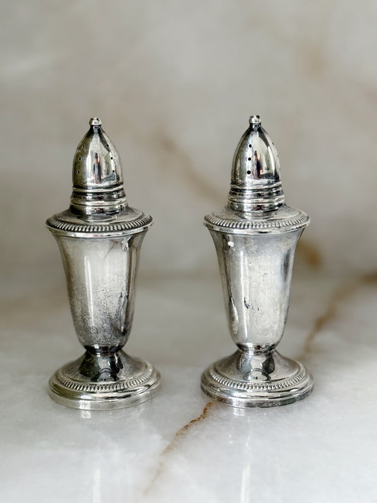 Vintage Sterling Silver Pagoda Style Salt & Pepper Shakers