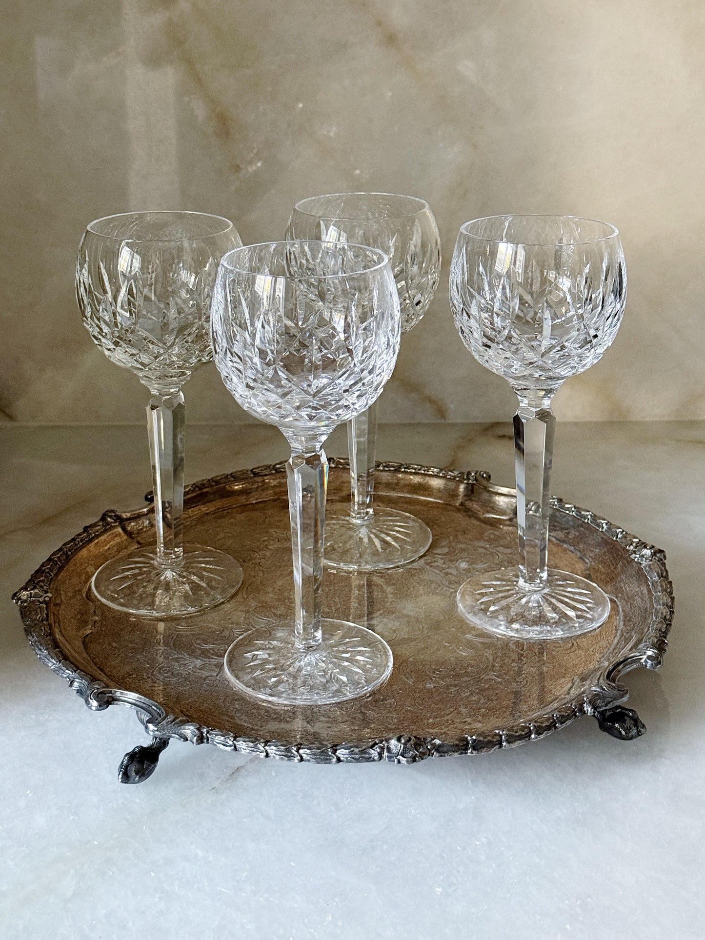 Vintage Waterford Lismore Crystal Hock Wine Glasses | Set of 4