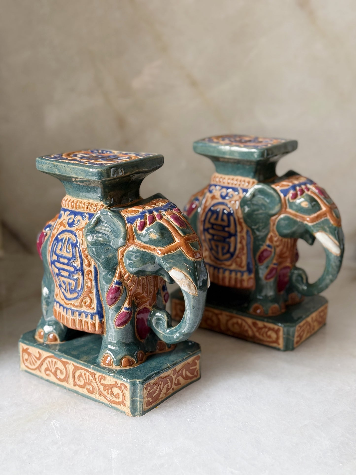 Pair of Vintage Elephant Plant Stands