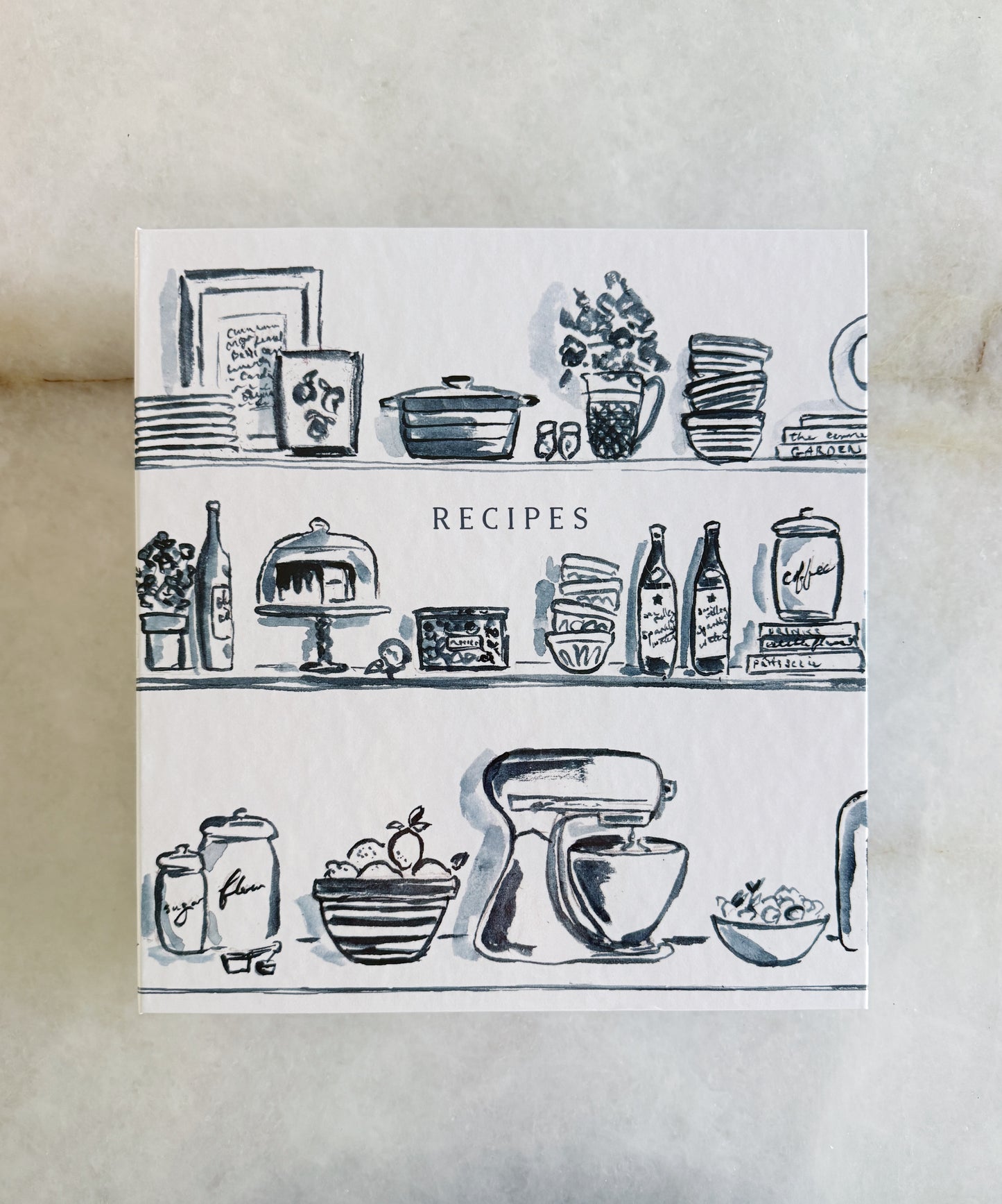 Navy & White Illustrated Recipe Binder