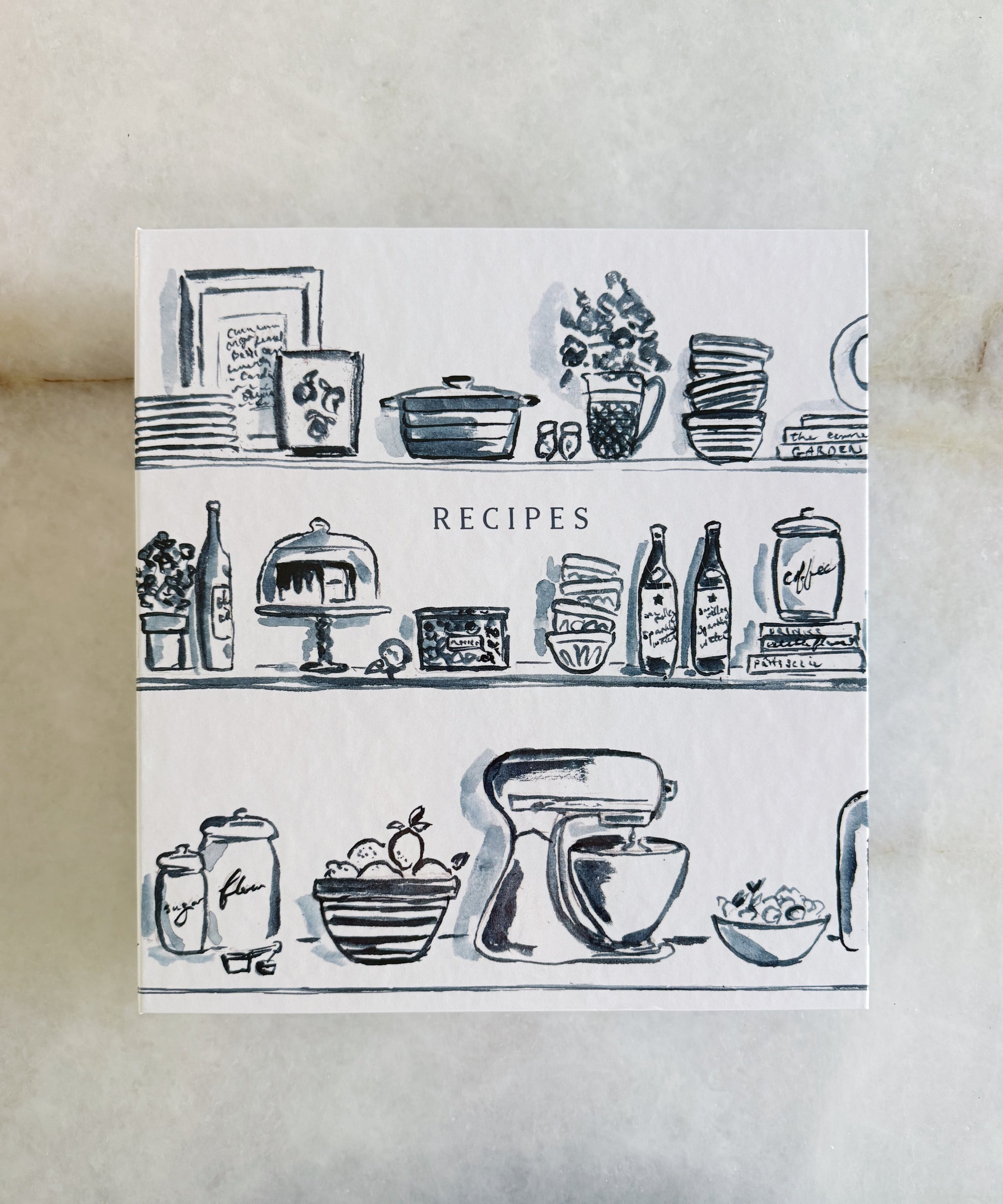 Navy & White Illustrated Recipe Binder