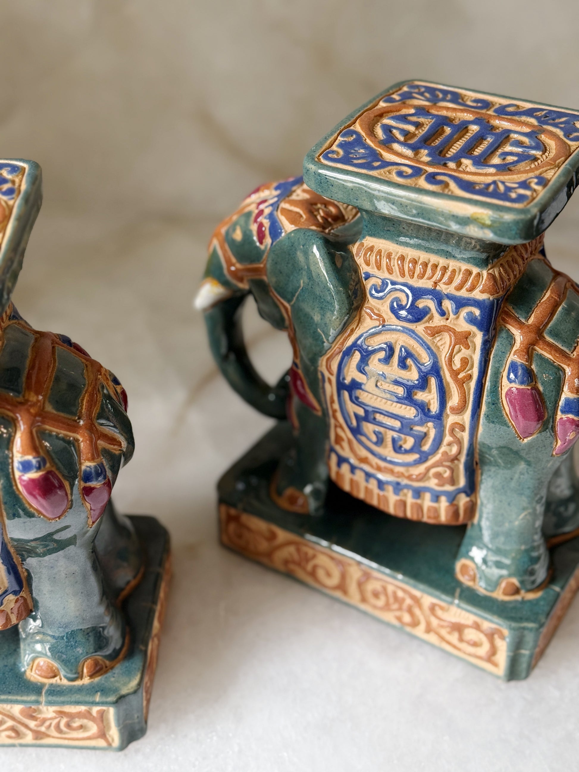 Pair of Vintage Elephant Plant Stands