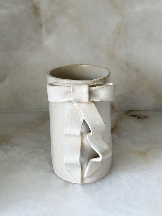Handmade Stoneware Ribbon Bow Vase 