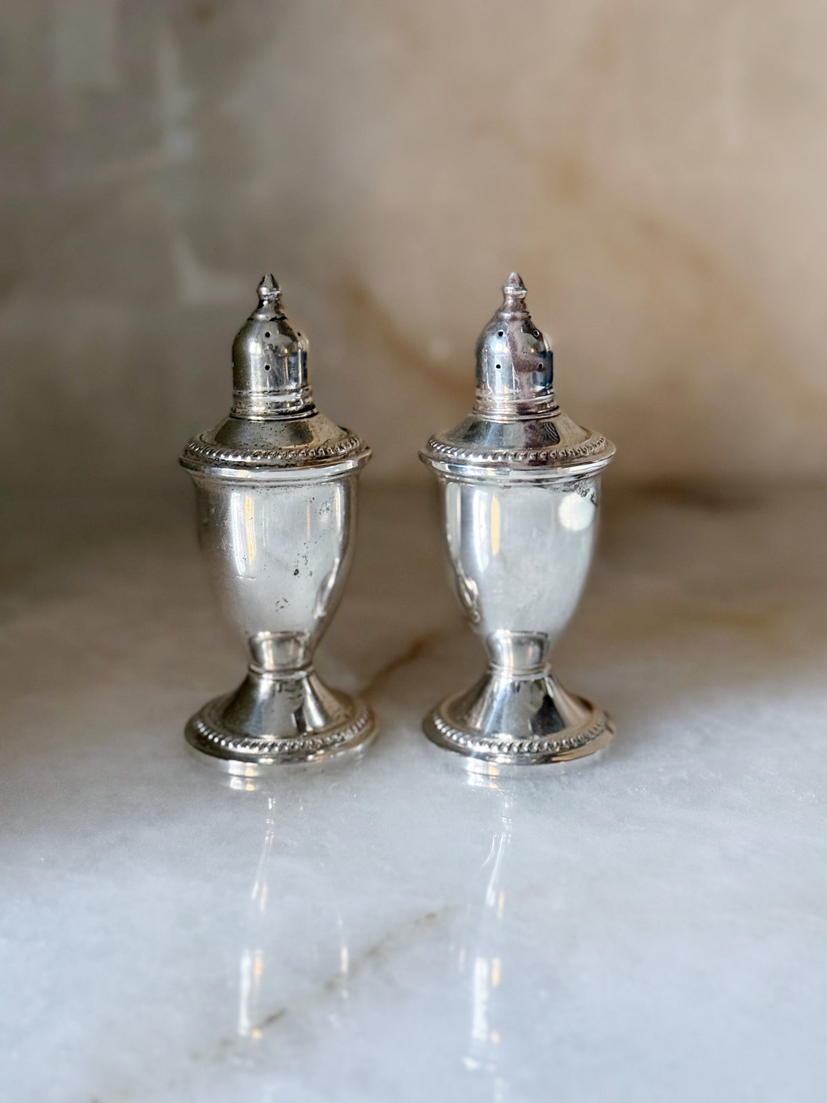 Vintage Sterling Silver Pagoda Style Salt & Pepper Shakers