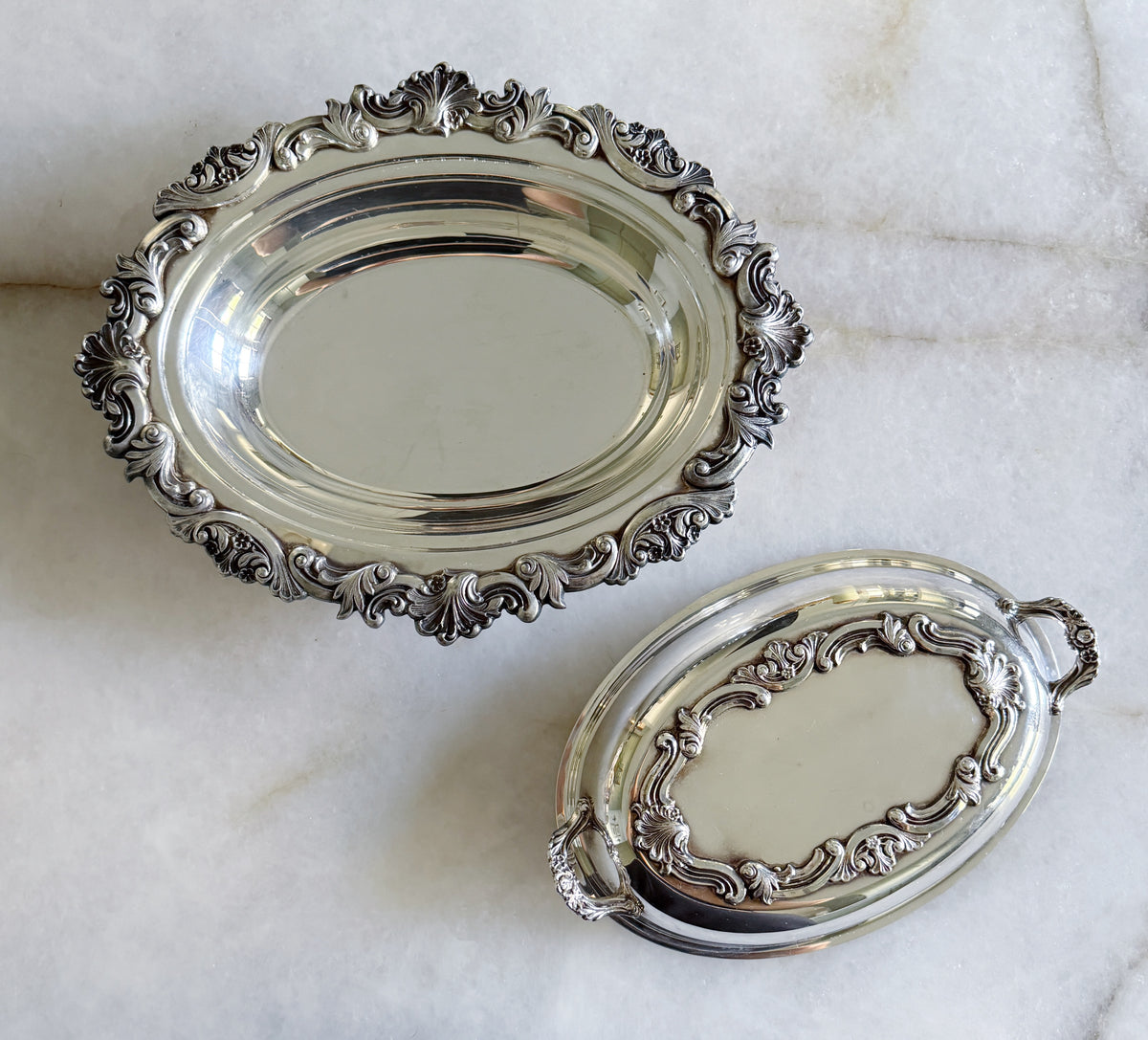 Vintage Ornate Silver-Plated Covered Serving Dish