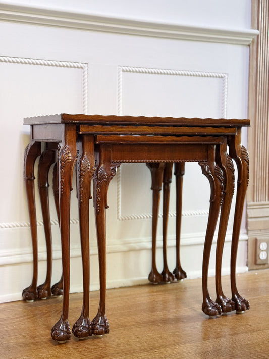 Antique mahogany nesting tables 