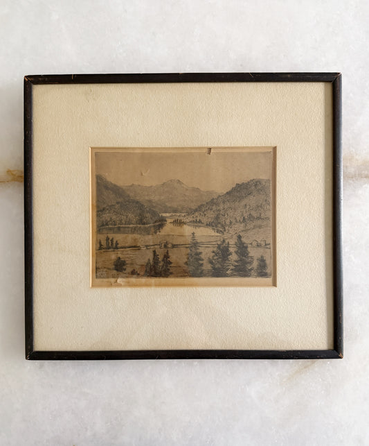 Antique 1905 Herman Struck Signed Etching of St. Moritz, Switzerland | Framed