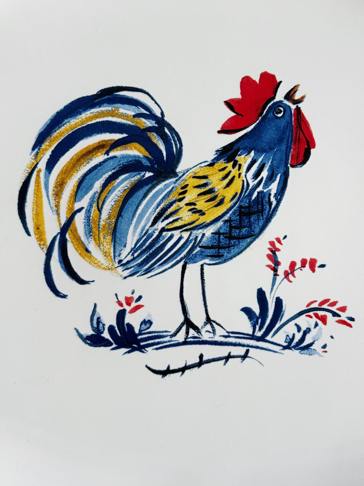 Rooster Oval Platter | Blue & White French Country Dinnerware