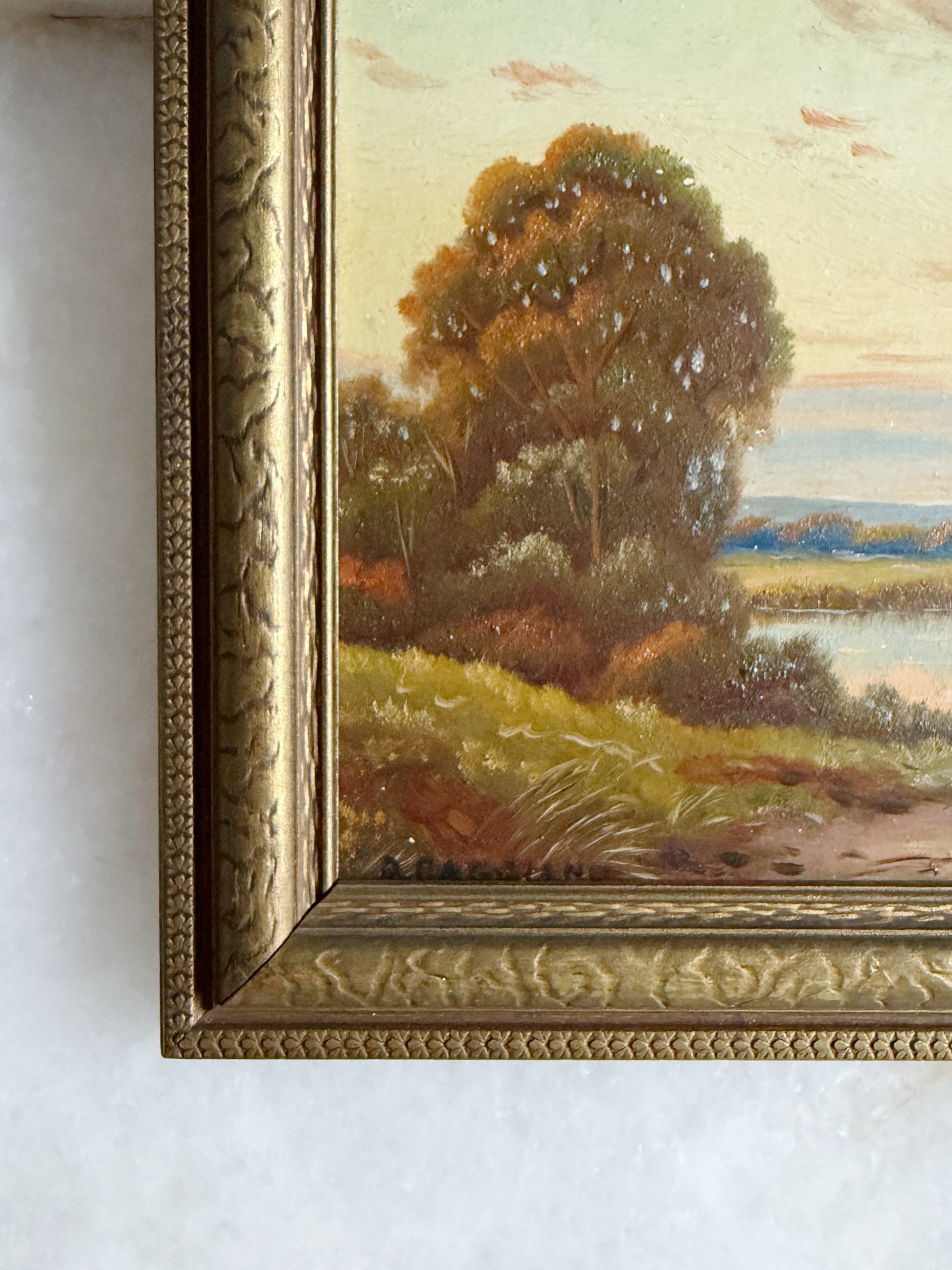 Vintage Framed Oil Painting, Rural Scene - Joseph Caggiano