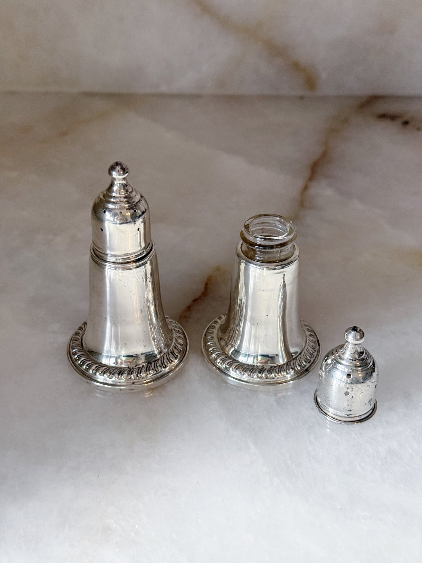 Vintage Sterling Silver Empire Salt & Pepper Shakers