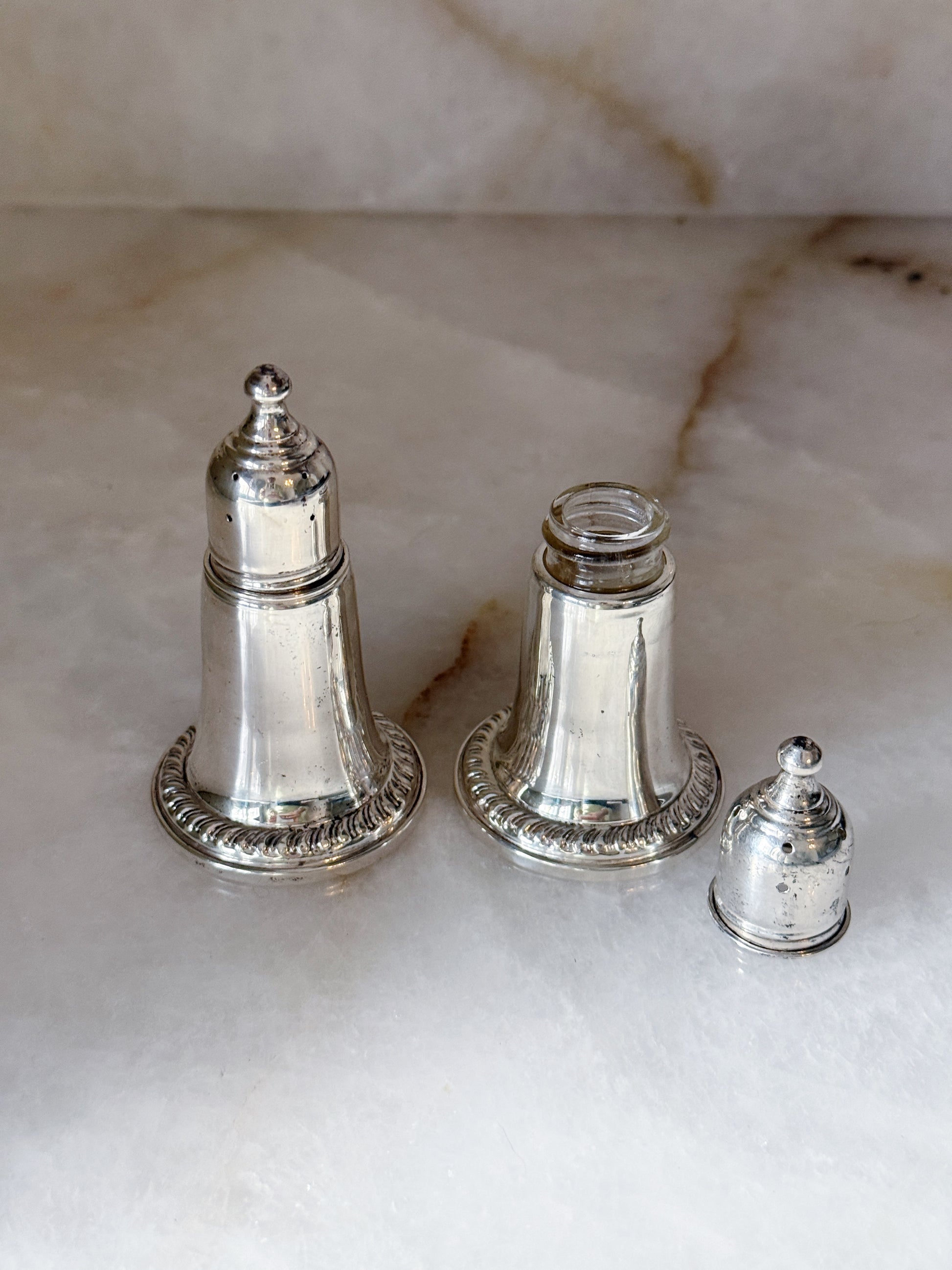 Vintage Sterling Silver Empire Salt & Pepper Shakers