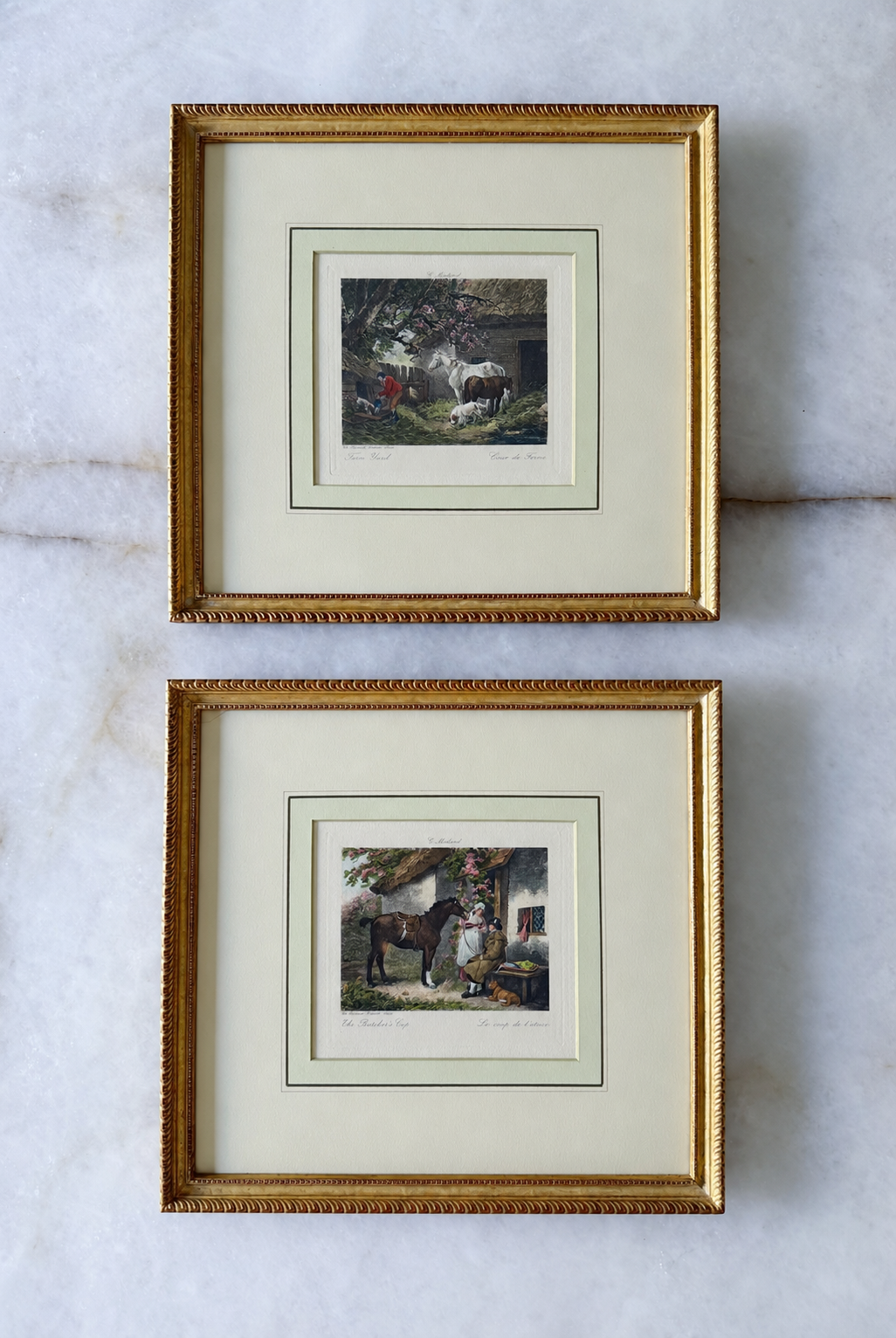 Vintage English Equestrian Prints in Gilt Frames — Pair