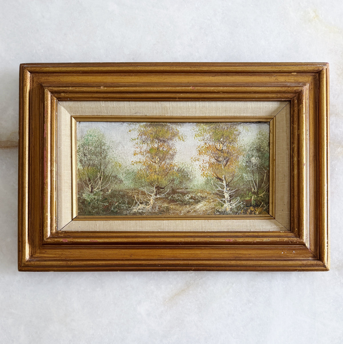 Vintage Framed Woodland Landscape Oil Painting