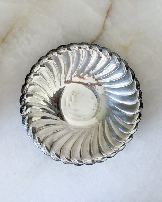 Vintage round silver serving tray