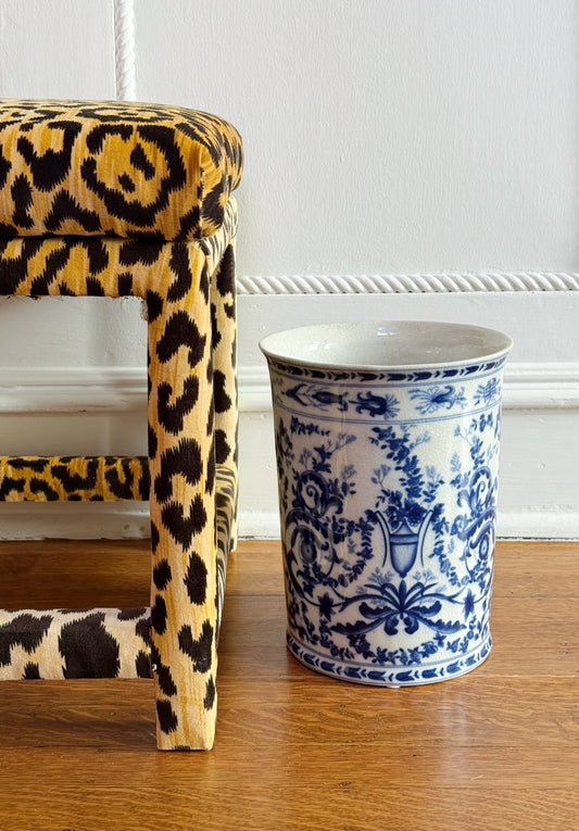 Blue & White Porcelain Waste Basket or Planter