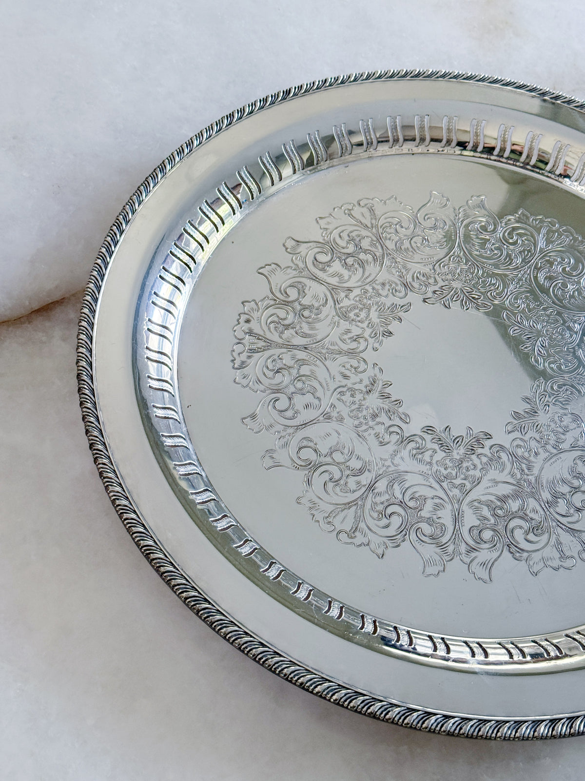 Vintage Silver Plate Reticulated Serving Tray – 16.75”