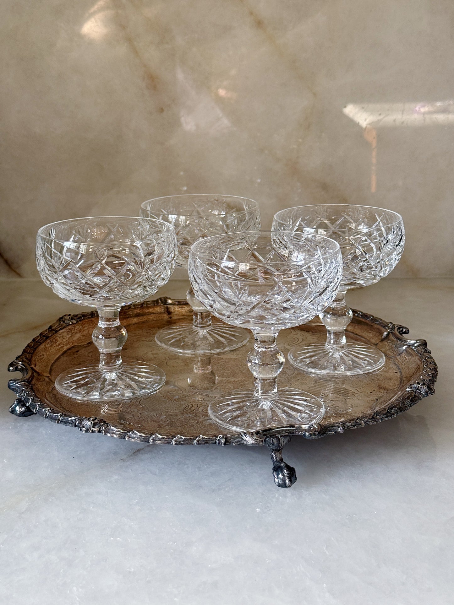 Vintage Waterford Donegal Crystal Champagne Coupes, Set of 4