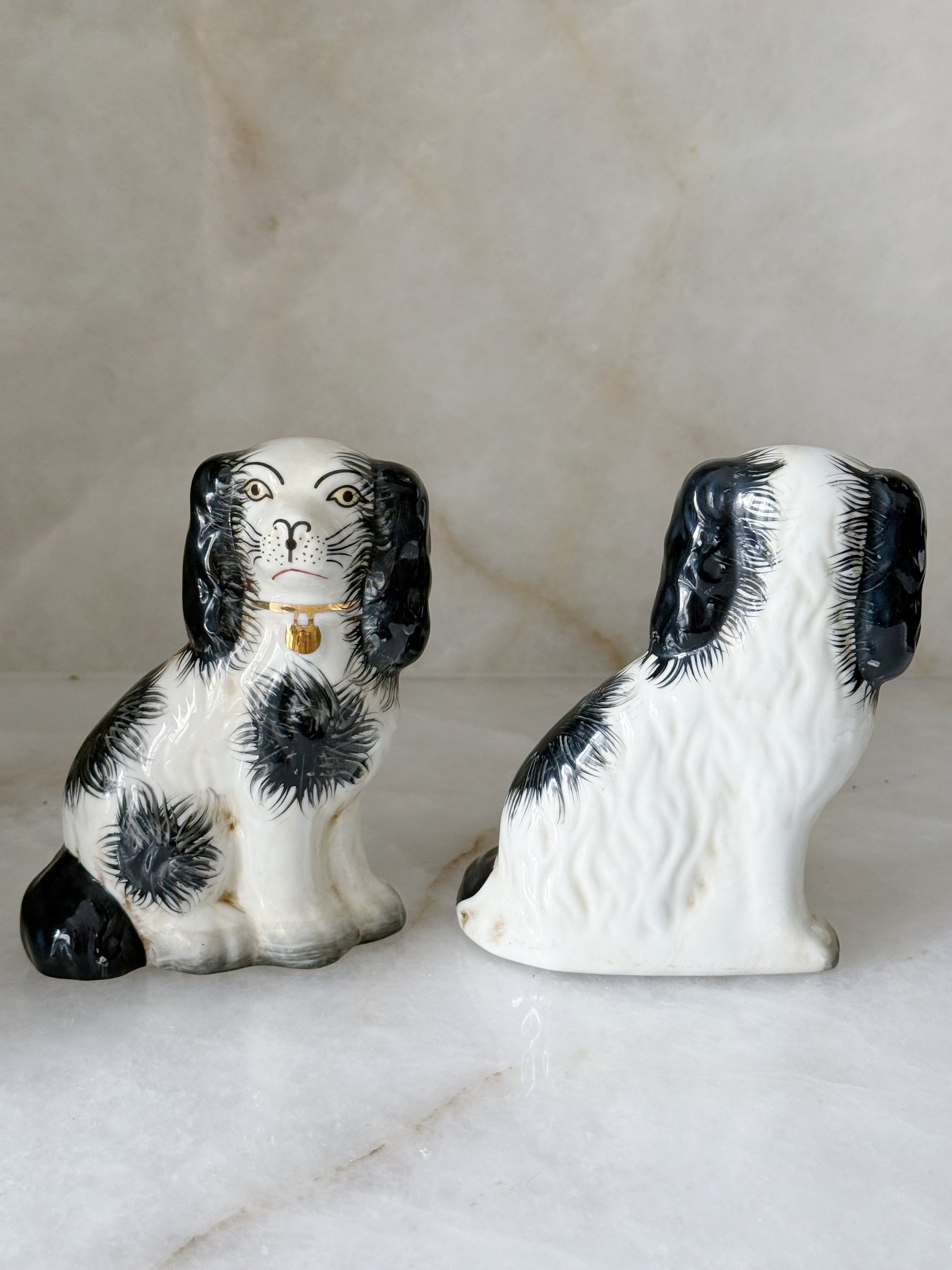 Black & White Staffordshire Dog Figurines – Pair | Traditional Decor