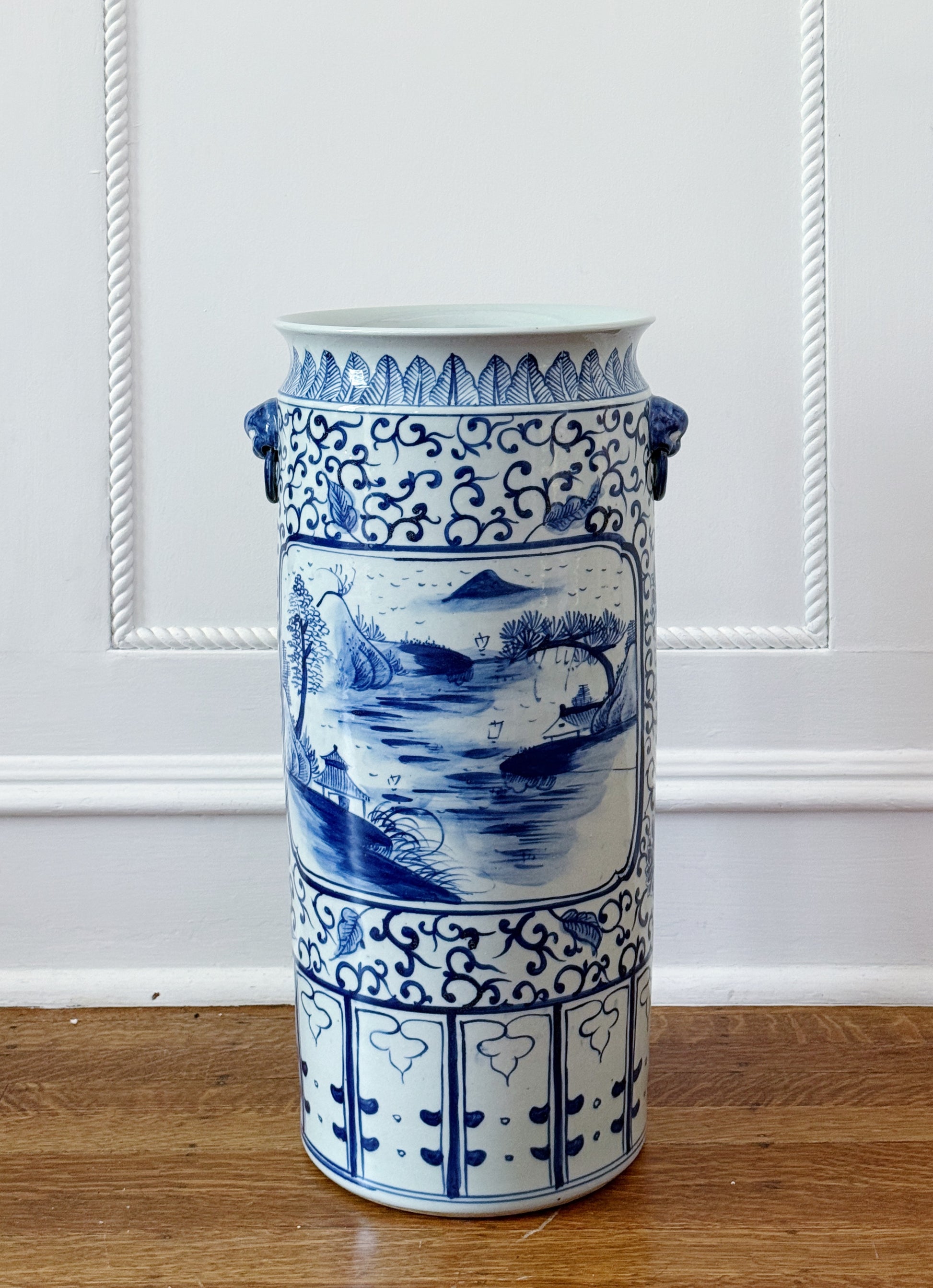 Blue & White Landscape Porcelain Umbrella Stand
