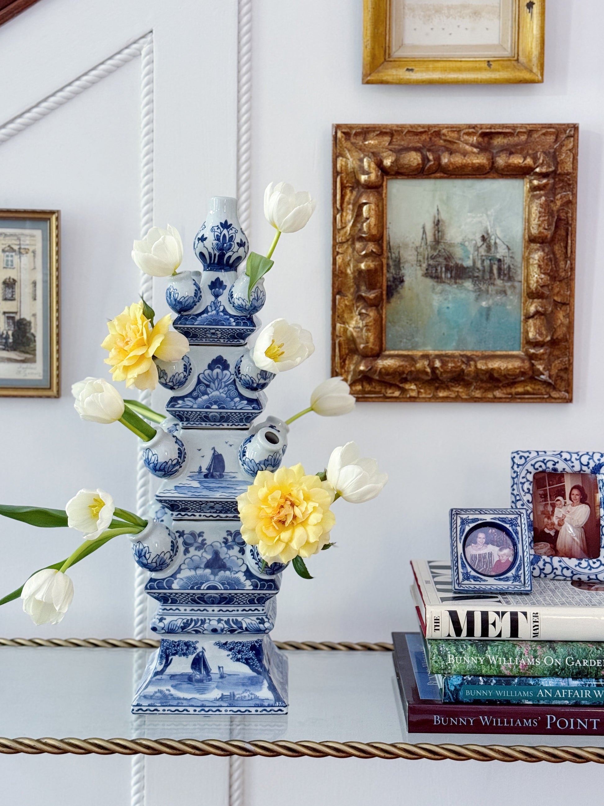 Blue and White Porcelain Tulipiere Vase