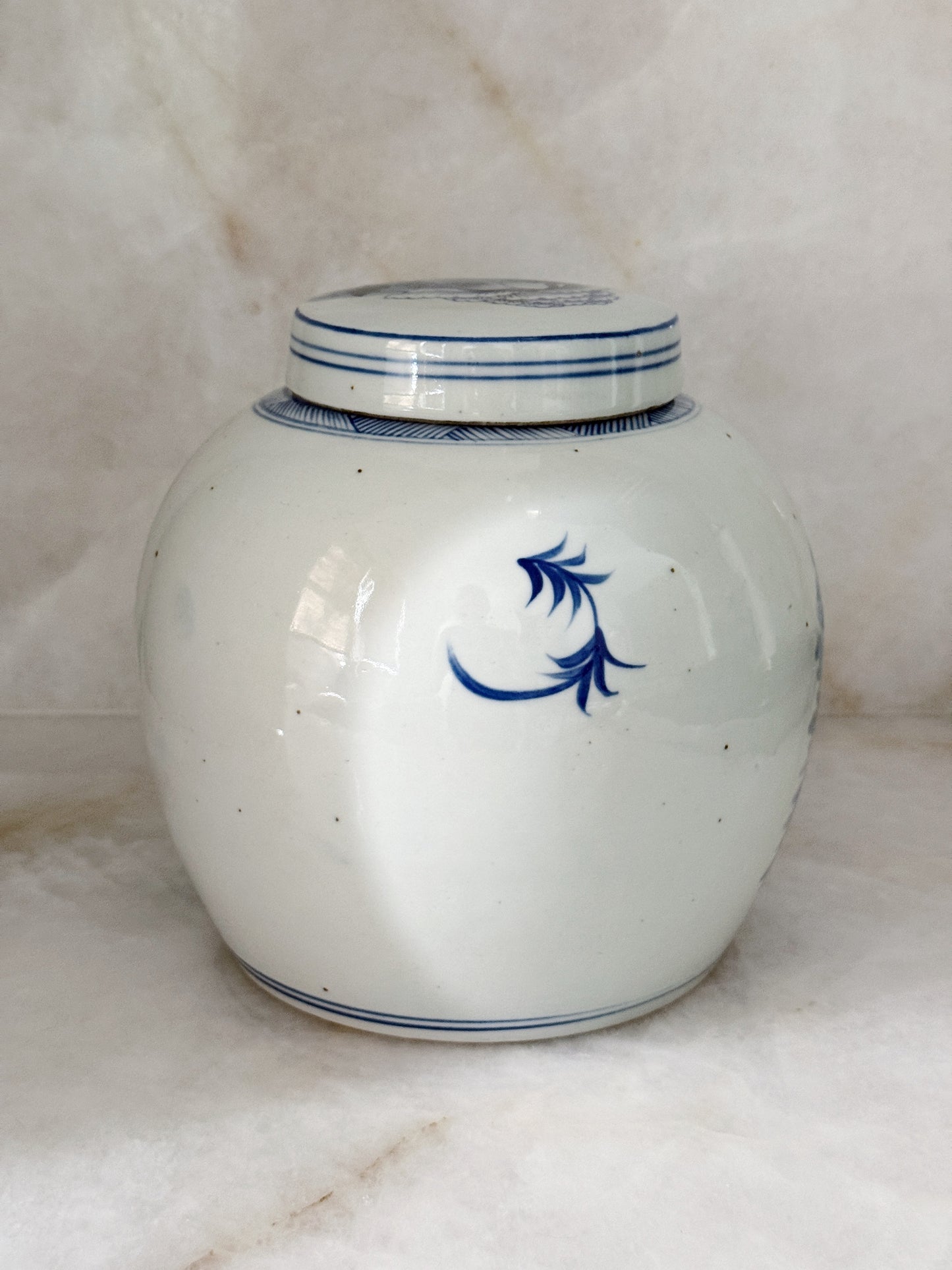 Blue & White Chinoiserie Peony Ginger Jar