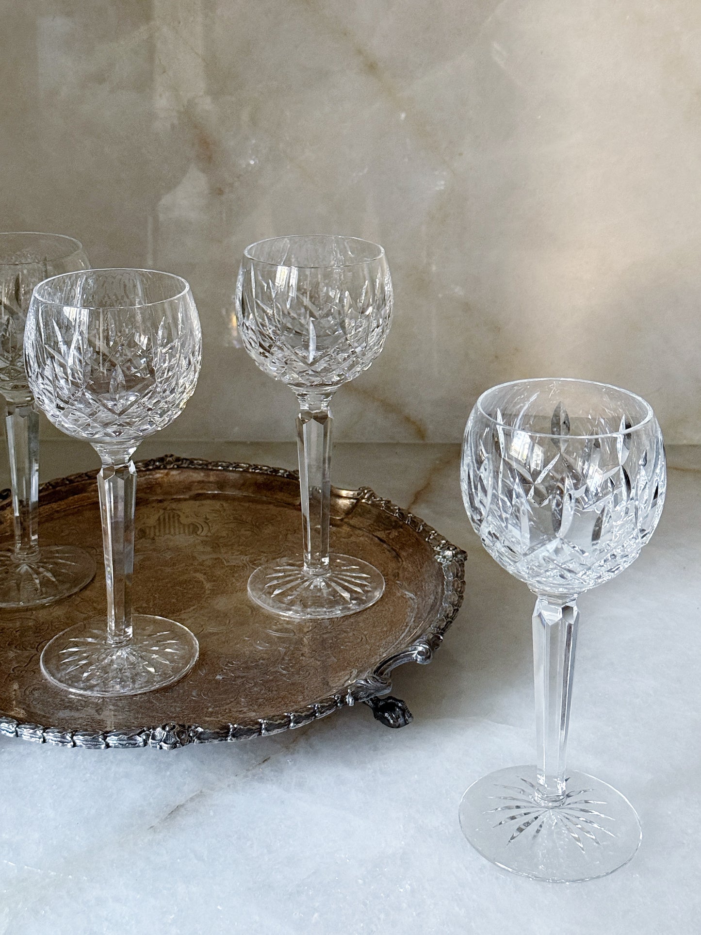 Vintage Waterford Lismore Crystal Hock Wine Glasses | Set of 4