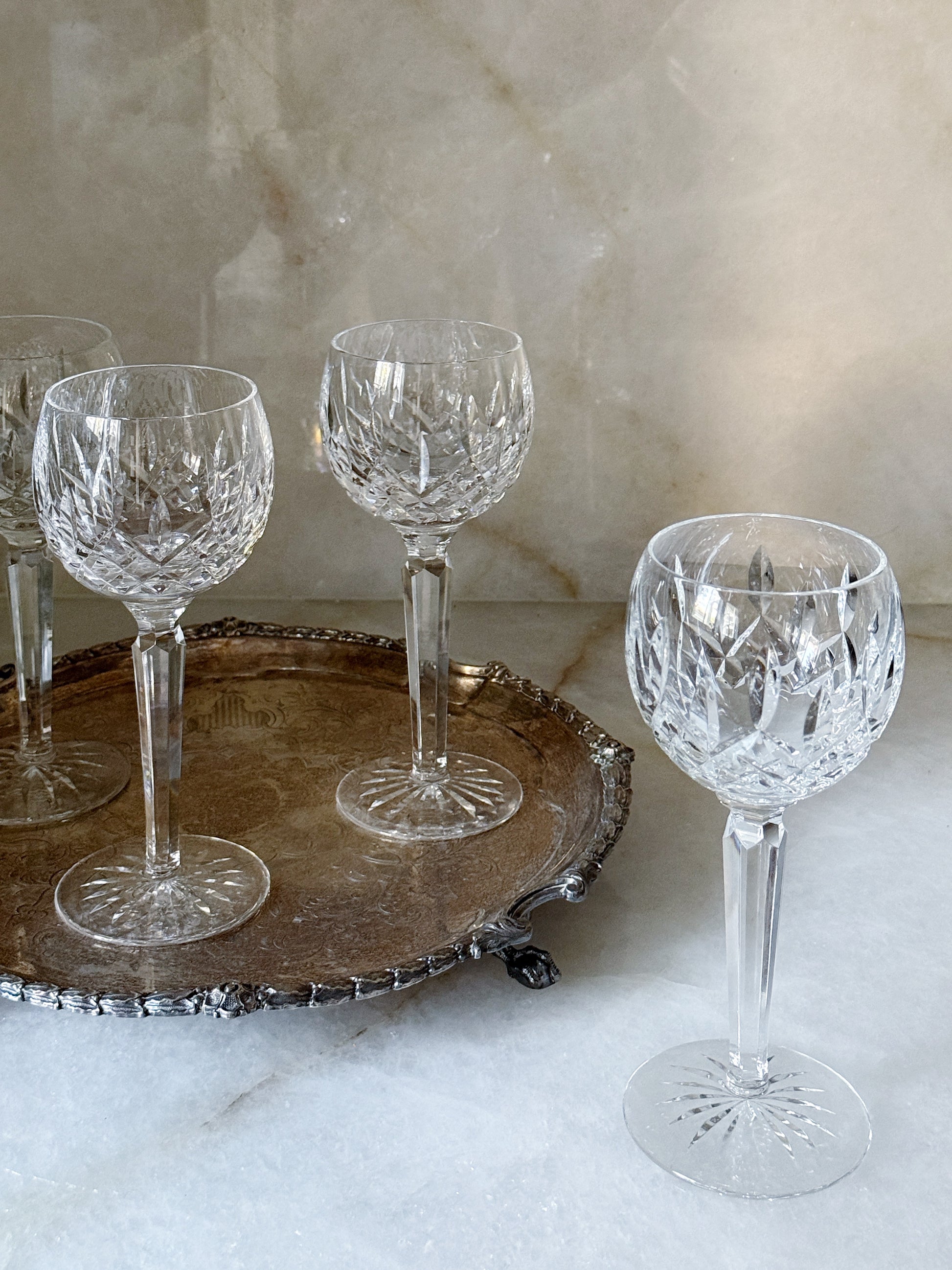 Vintage Waterford Lismore Crystal Hock Wine Glasses | Set of 4