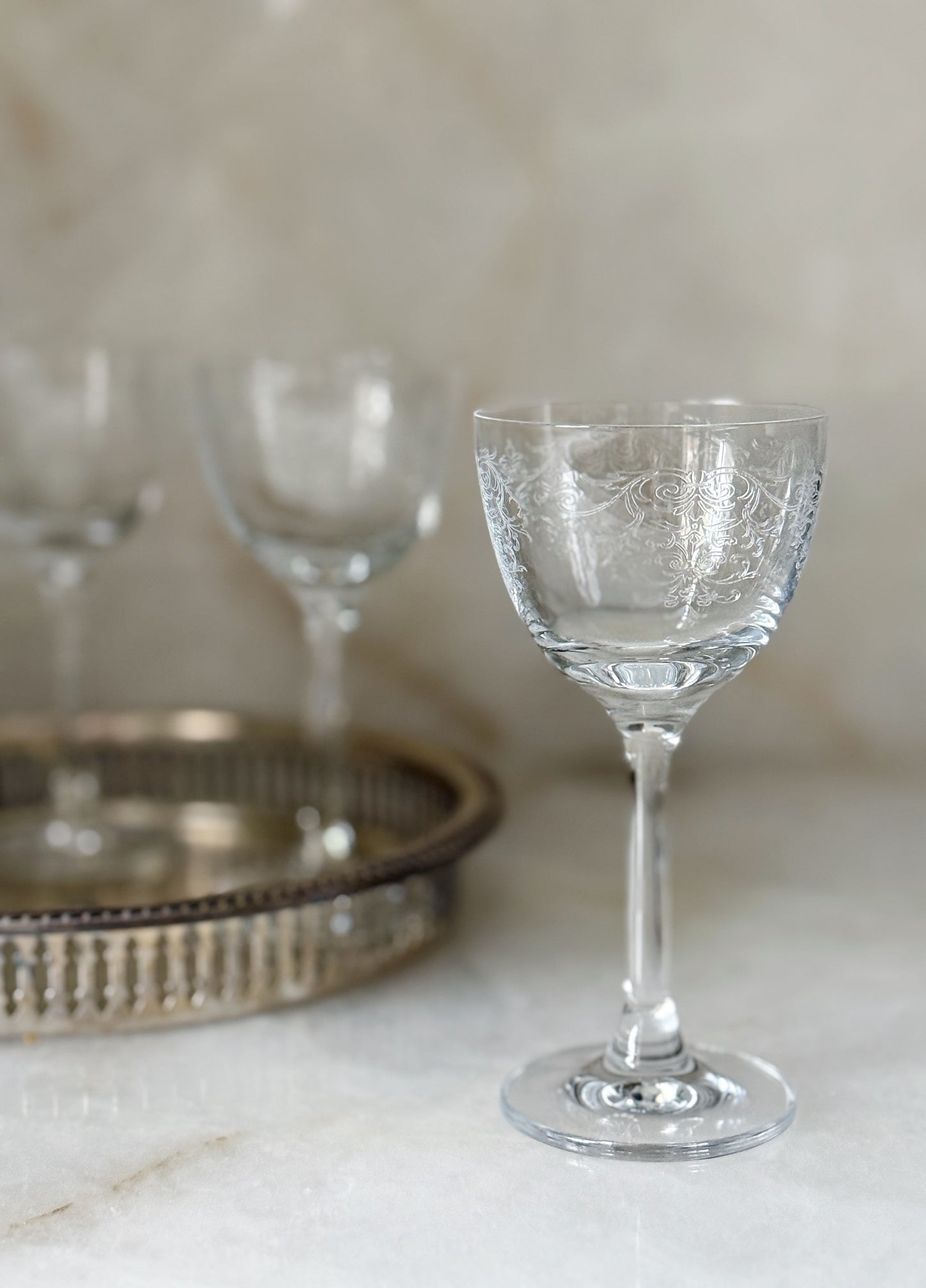 ‘Vintage Lace’ Nick & Nora Glasses