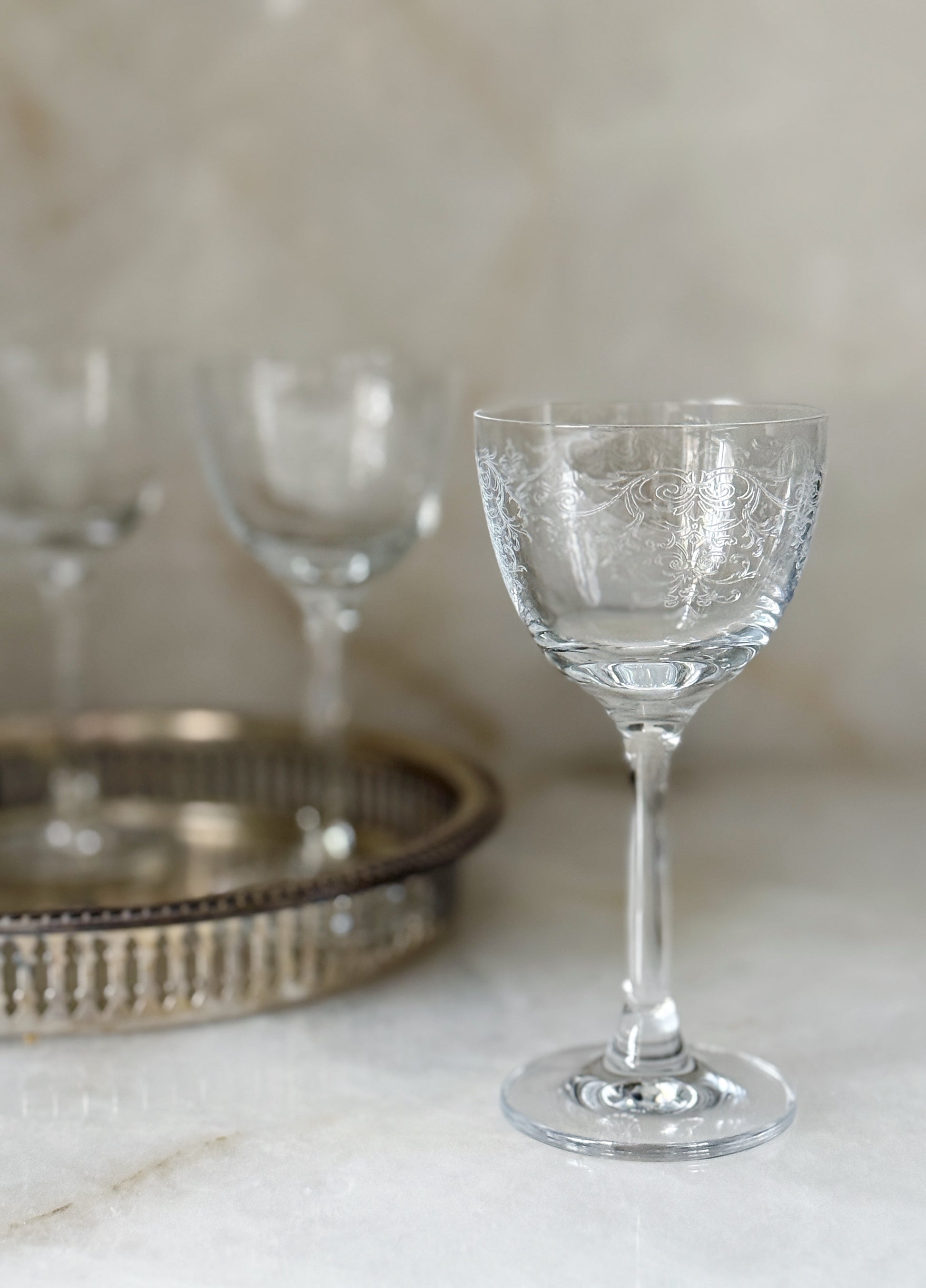 ‘Vintage Lace’ Nick & Nora Glasses