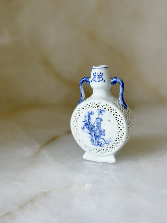 Vintage Blue & White Petite Porcelain Bud Vase