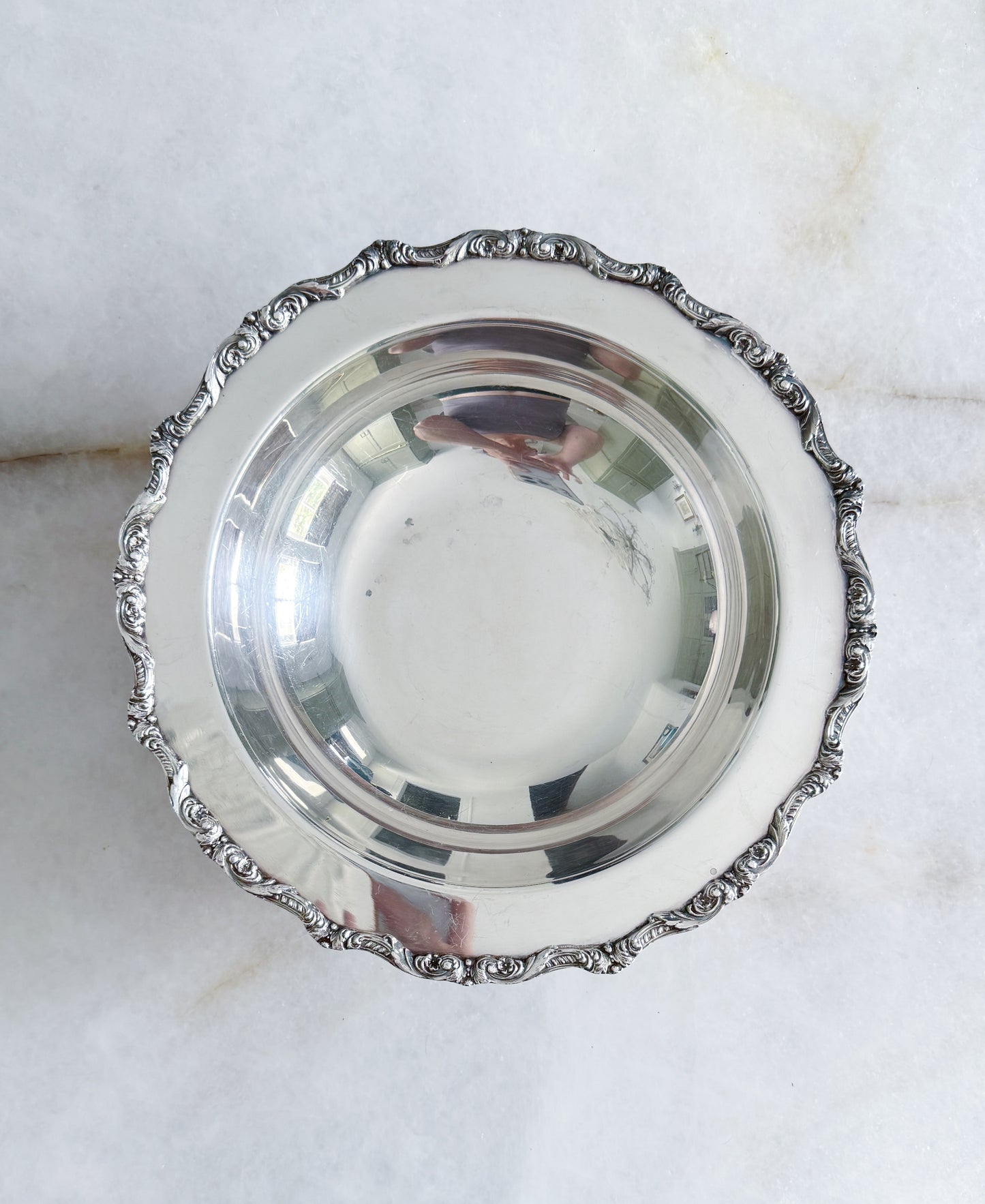 Vintage Silver Plate Footed Bowl | Ornate Decorative Serving Bowl