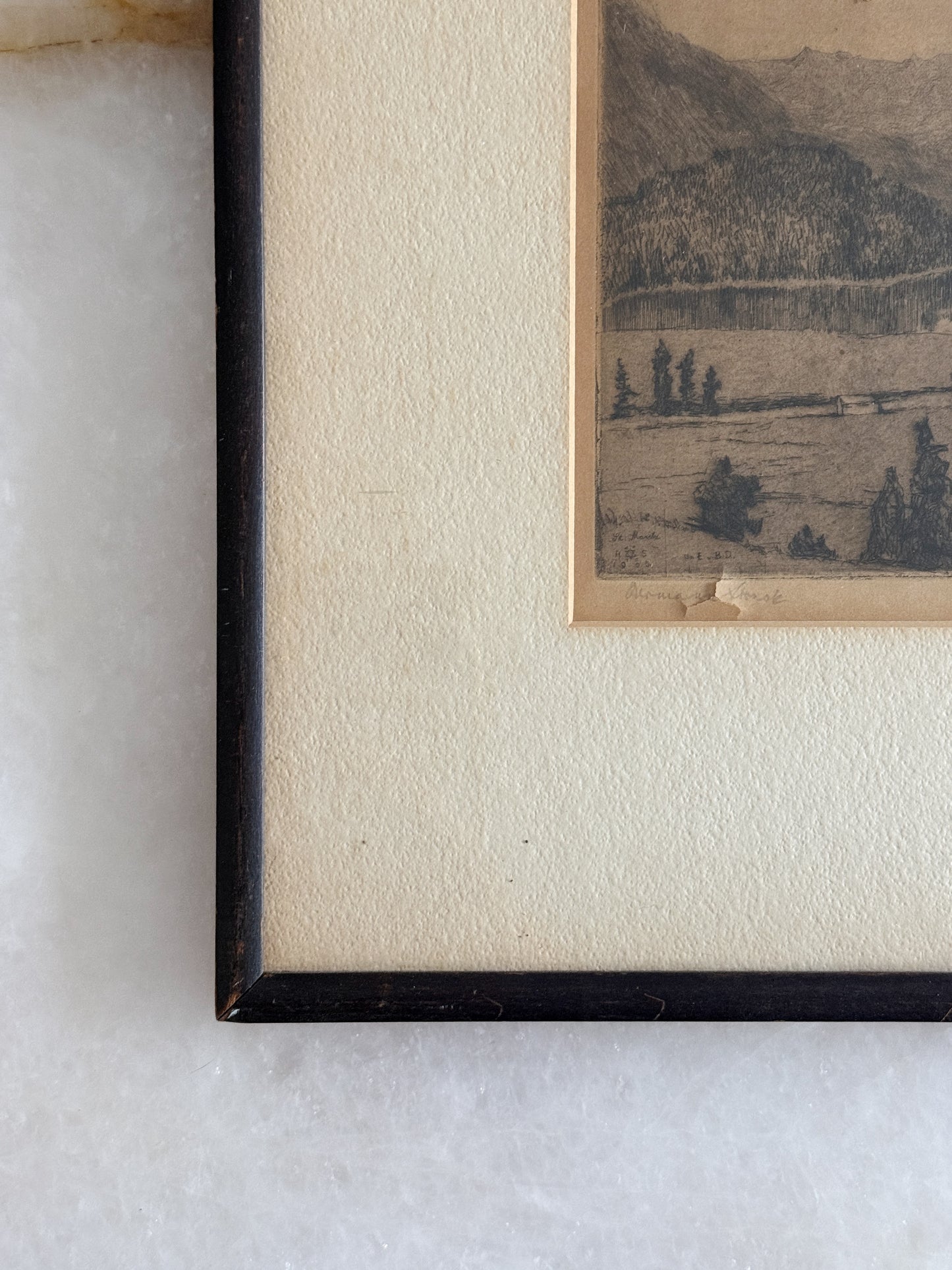 Antique 1905 Herman Struck Signed Etching of St. Moritz, Switzerland | Framed
