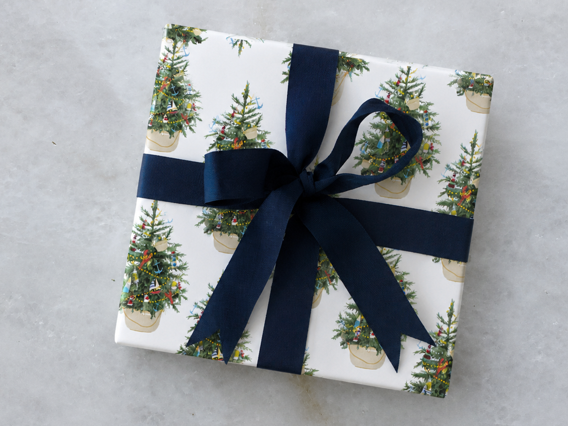 Coastal Christmas Tree Wrapping Paper