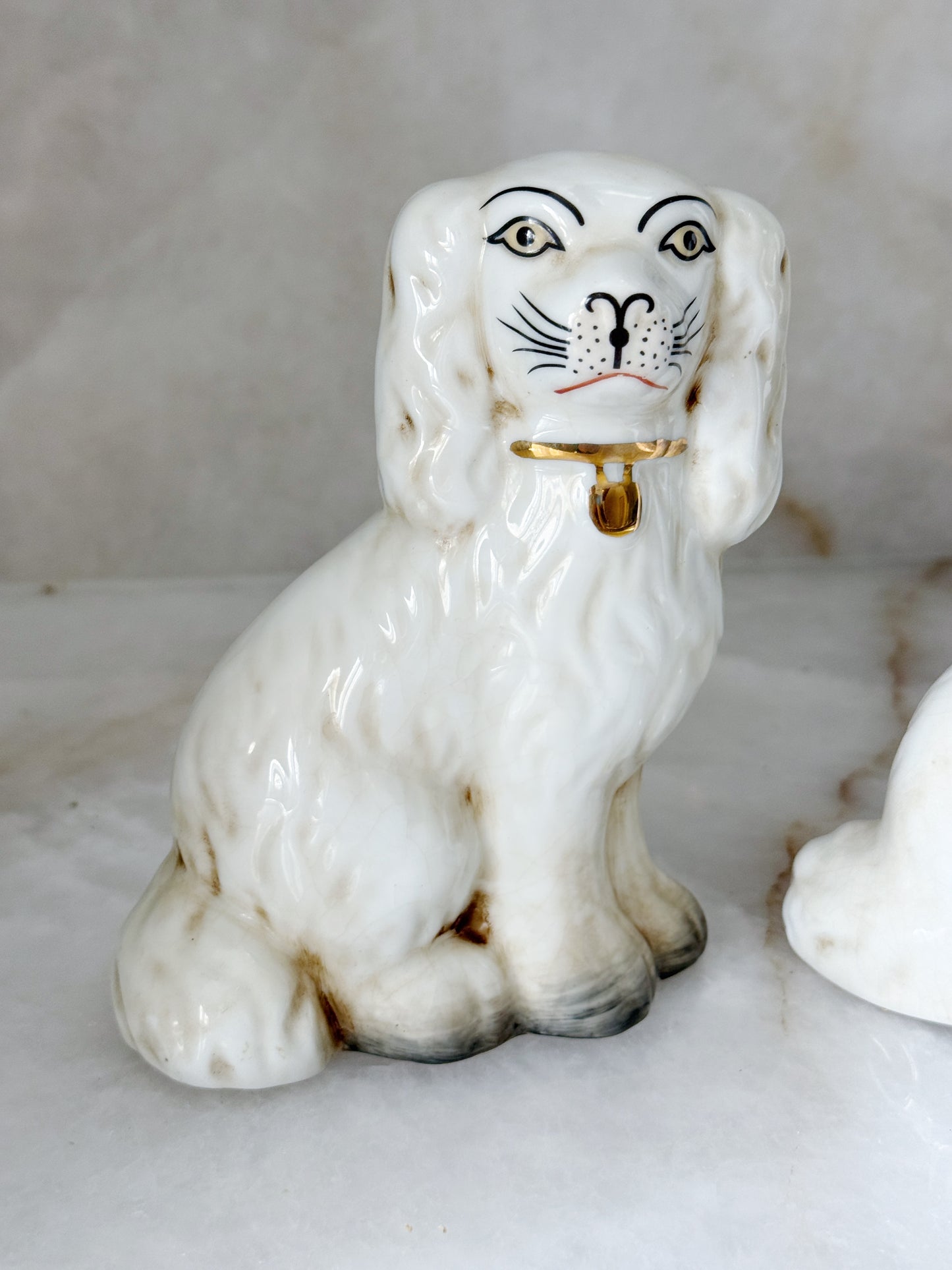 White Staffordshire Dog Figurines – Pair | Classic Porcelain Decor