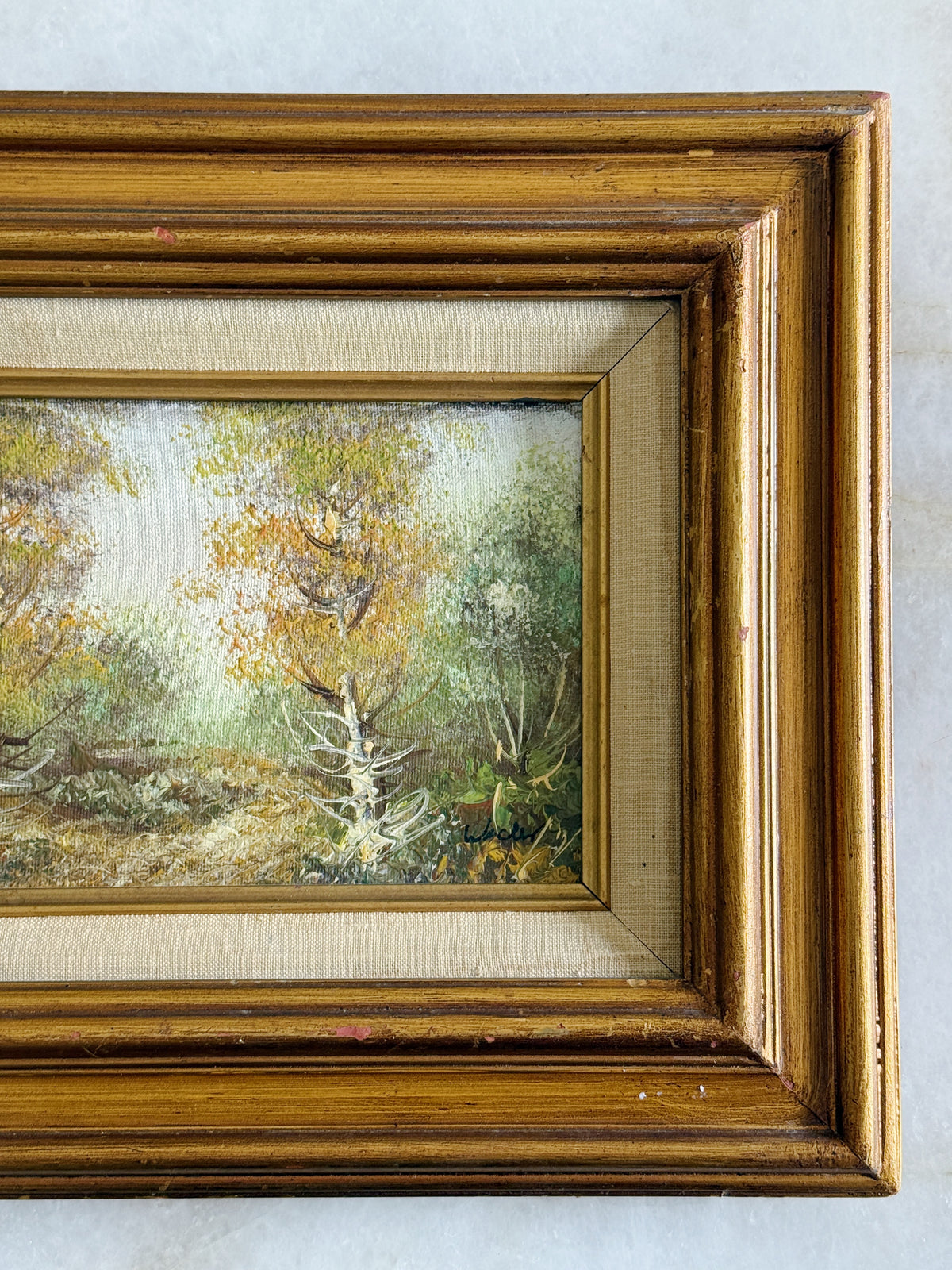 Vintage Framed Woodland Landscape Oil Painting