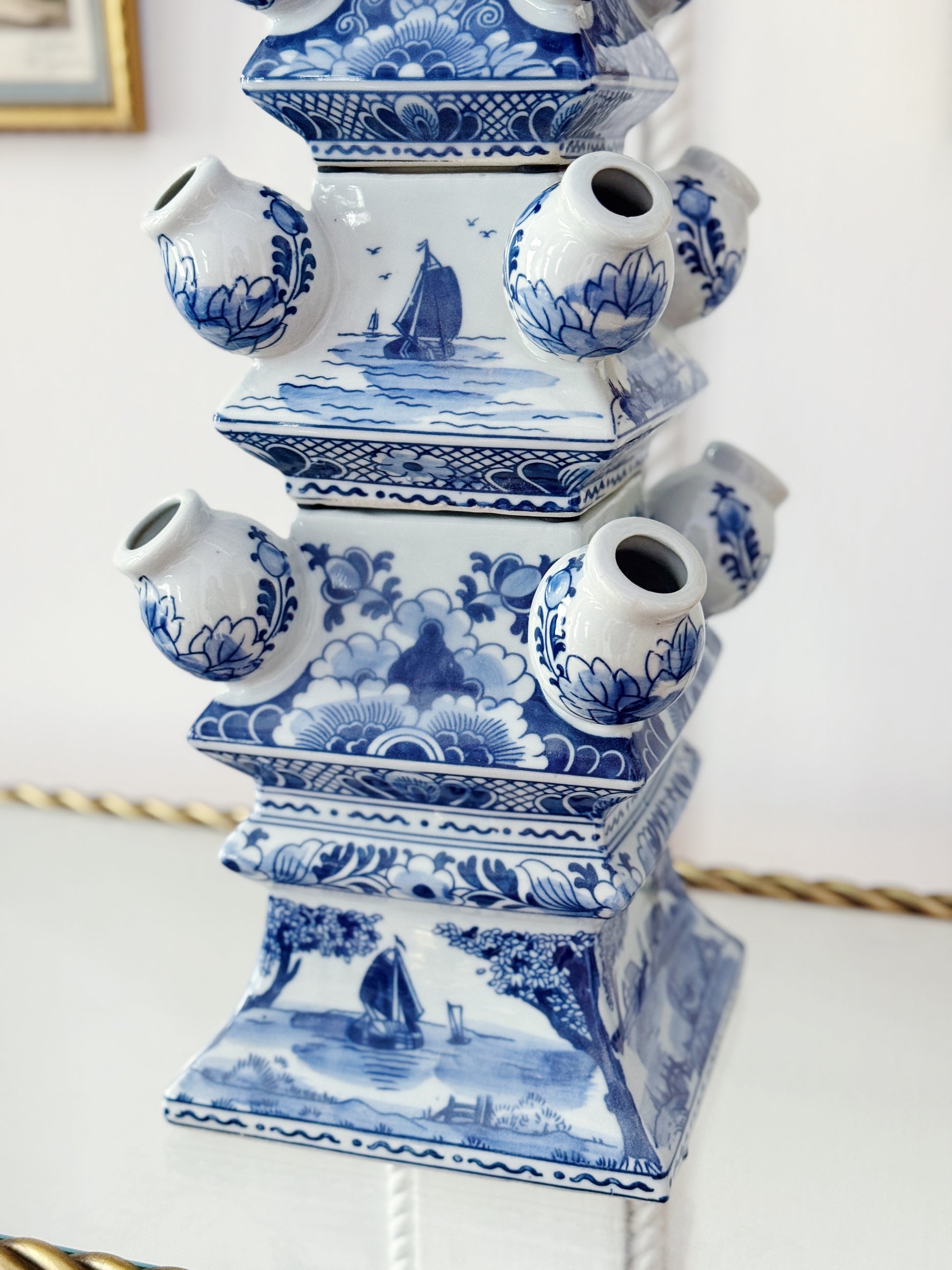 Blue and White Porcelain Tulipiere Vase