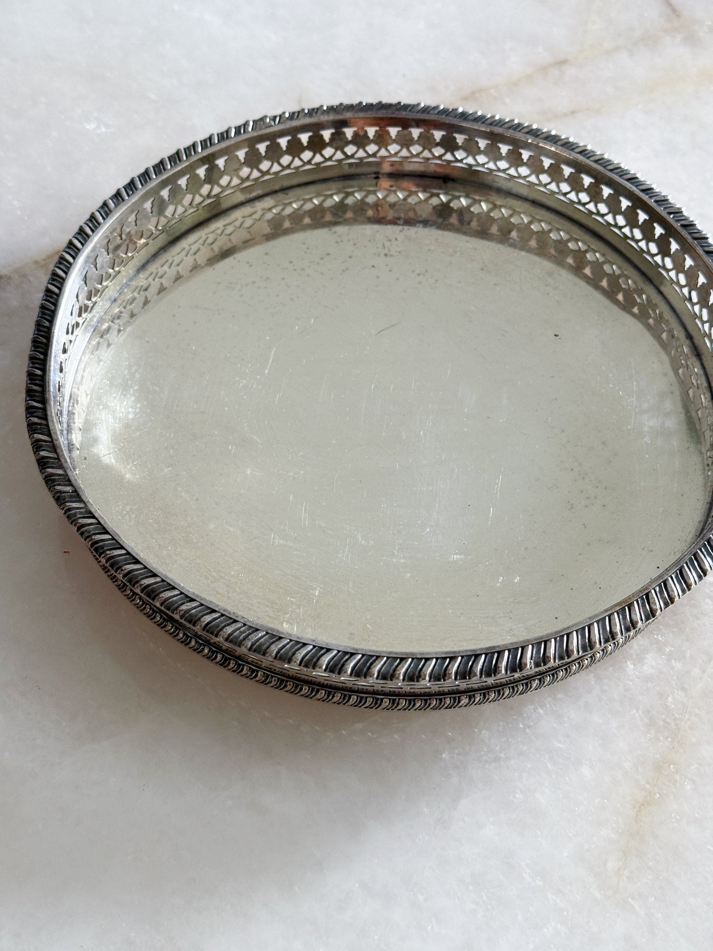 Vintage Silverplate Reticulated Edge Serving Tray