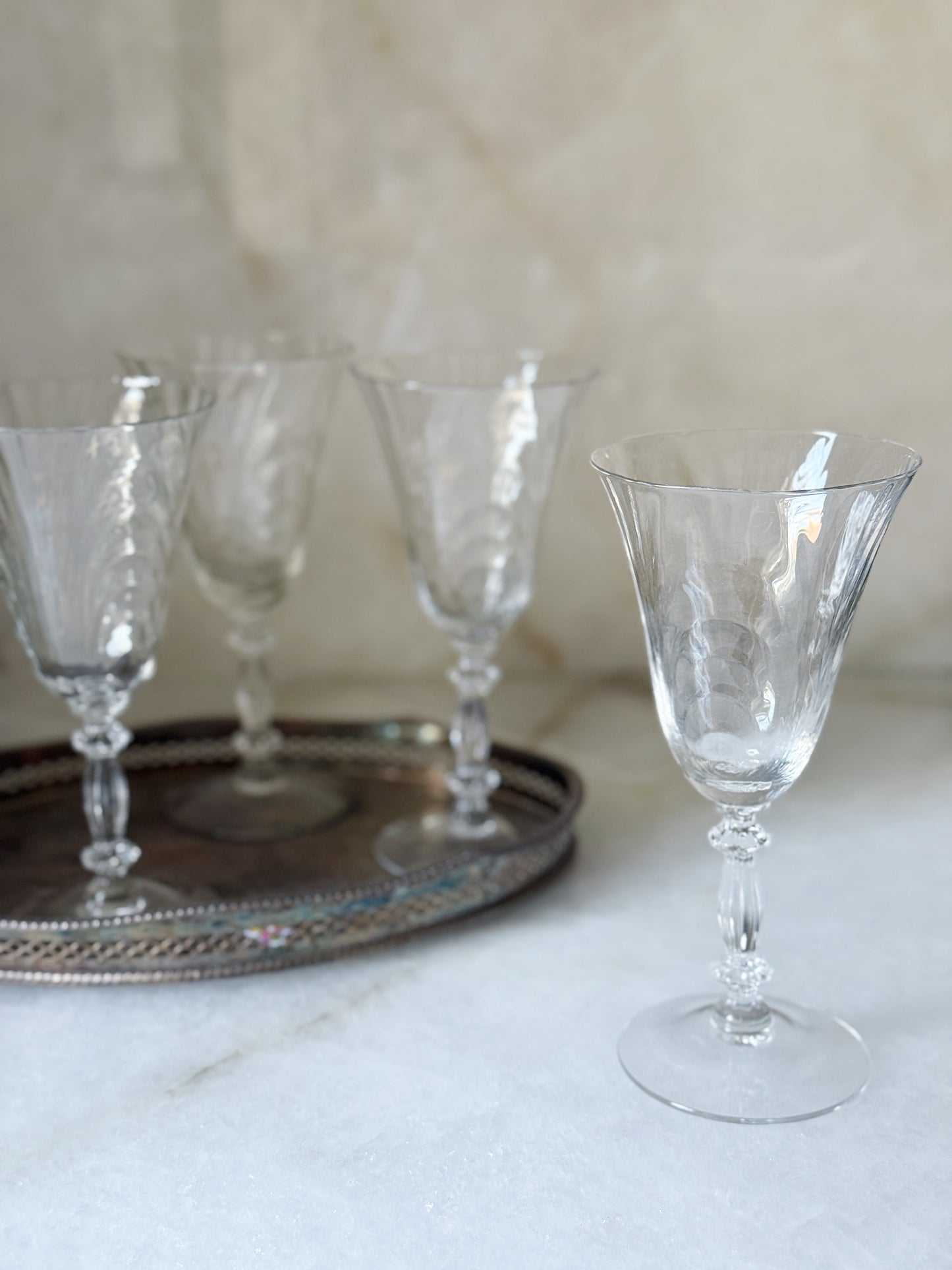 Vintage Glass Wine Goblets