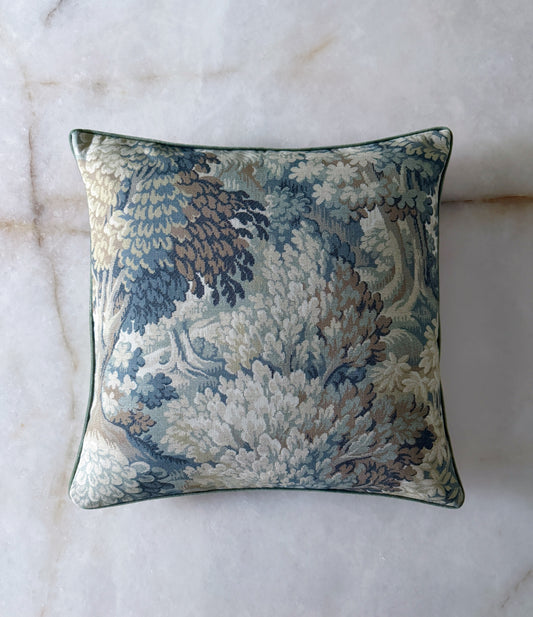 Sage Green Tapestry Pillow with Velvet Backing & Down Insert | 20x20 Accent Pillow