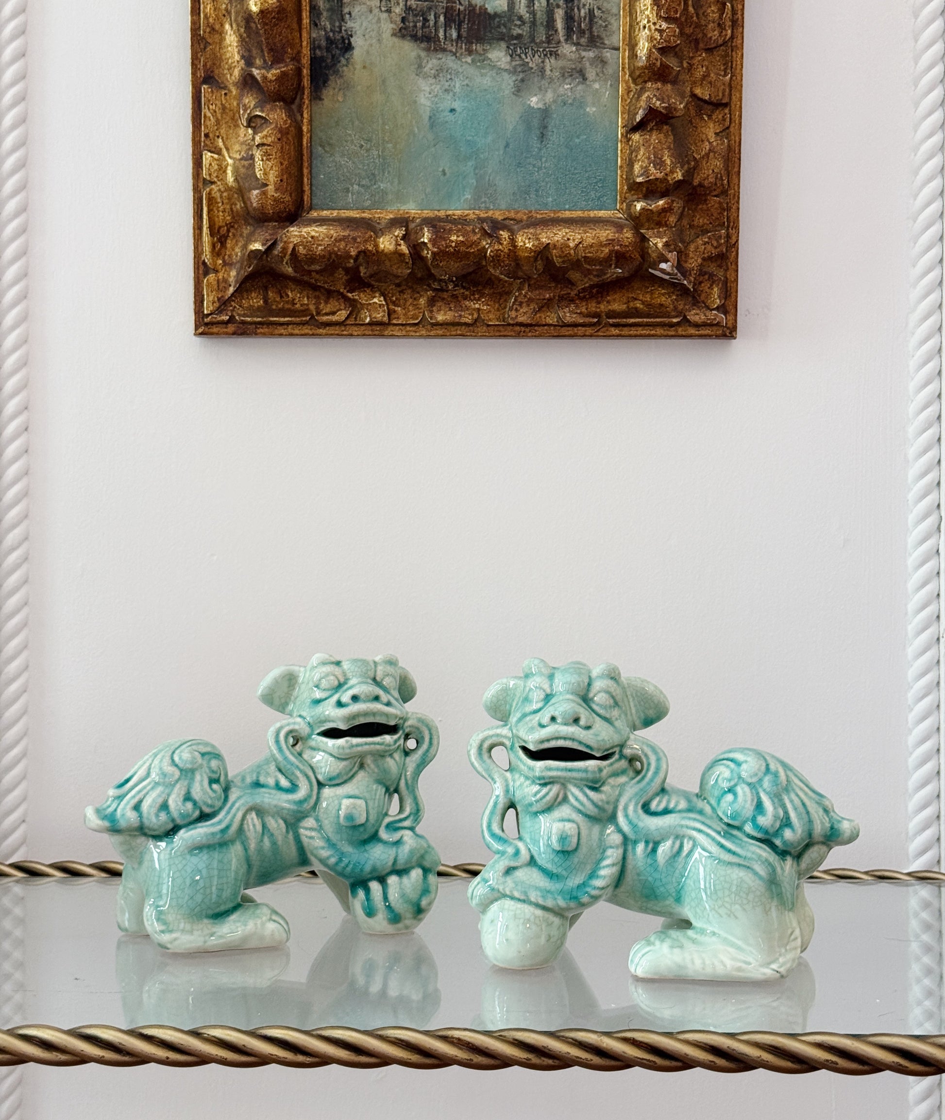 Aqua Green Foo Dogs | Pair