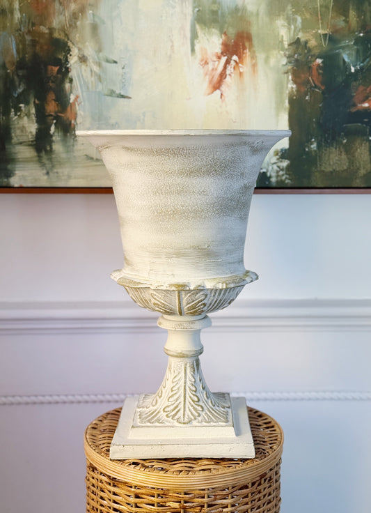 Large white garden urn 