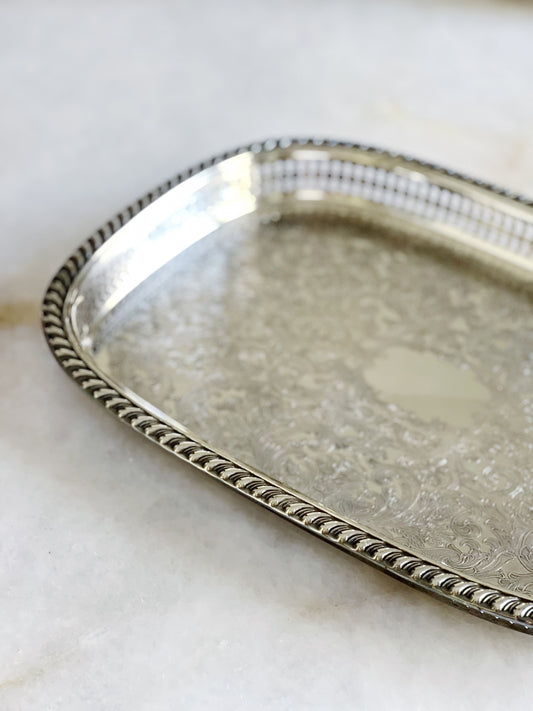 vintage silver serving tray 