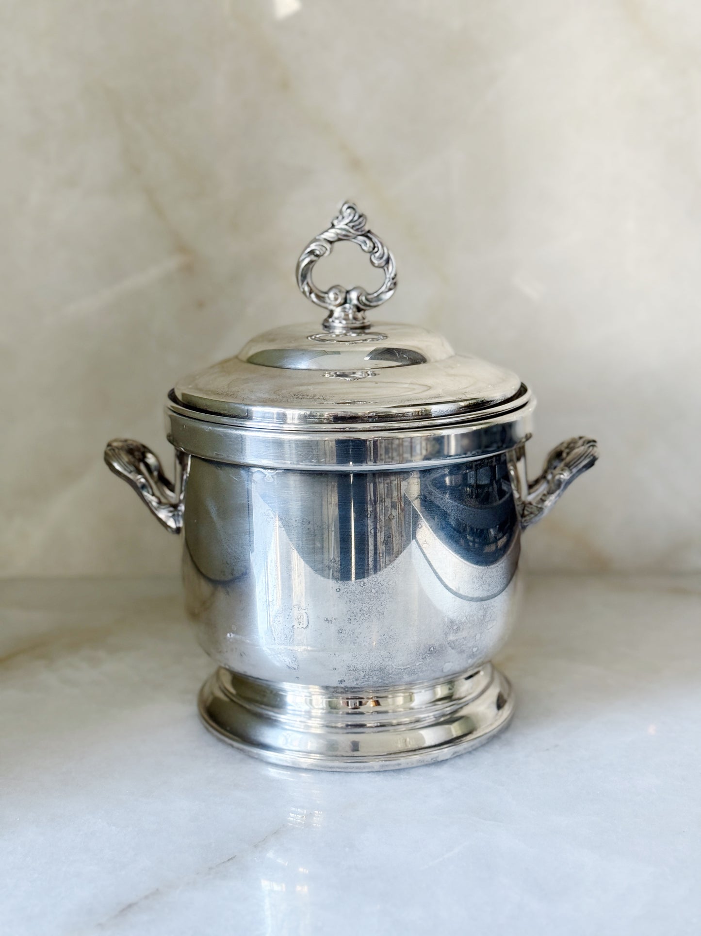vintage silver insulated ice bucket 